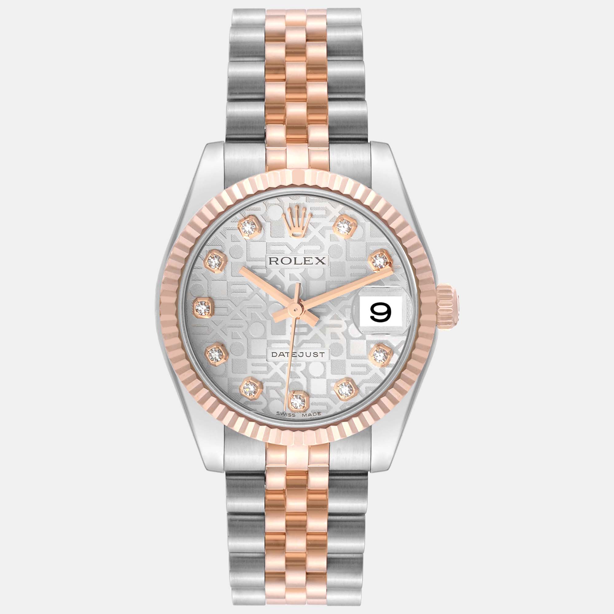 Rolex Datejust Midsize Steel Rose Gold Diamond Ladies Watch 31 mm, Silver
Rolex Datejust Midsize Steel Rose Gold Diamond Ladies Watch 31 mm, Silver