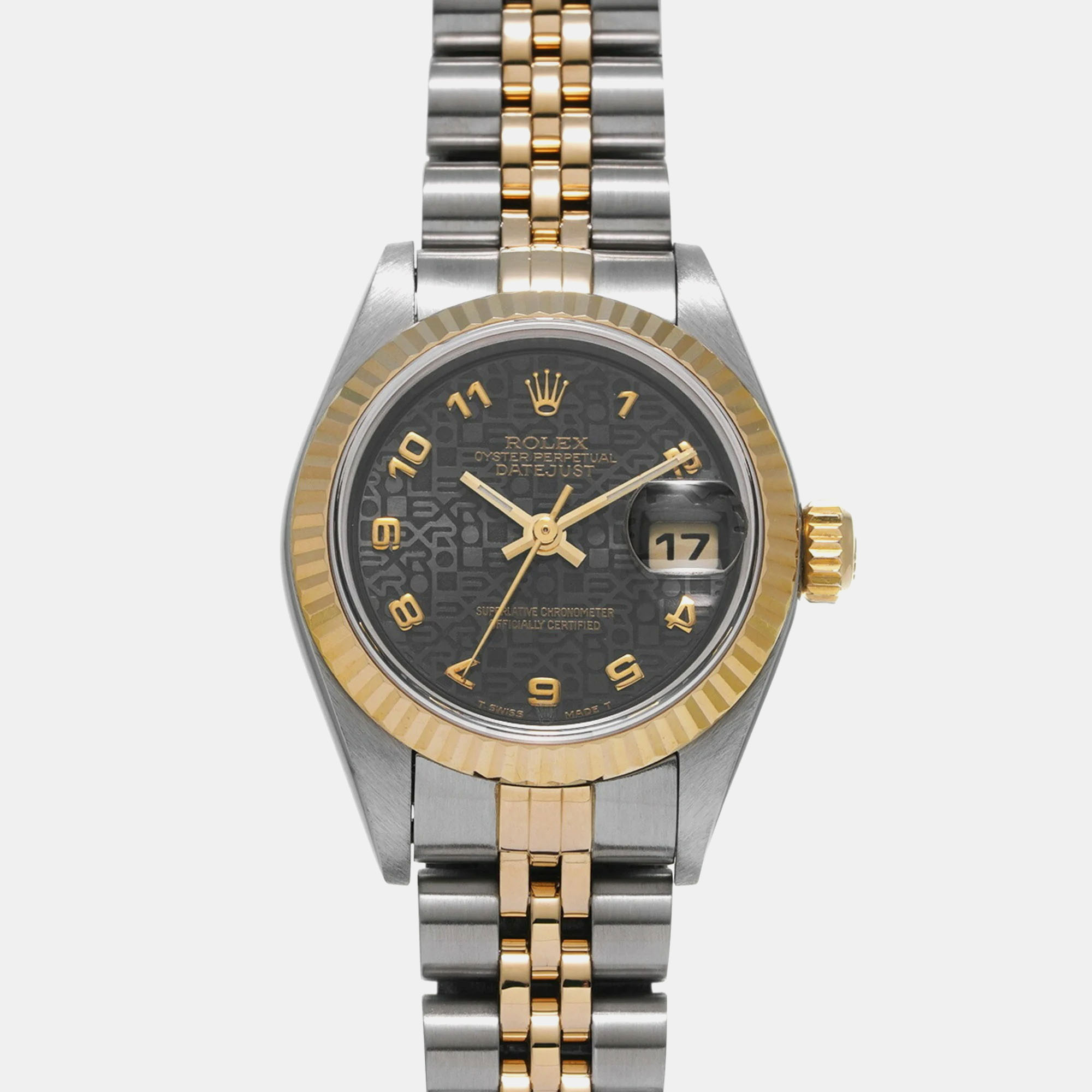 Rolex Black 18k Yellow Gold Stainless Steel Datejust Automatic Women's Wristwatch 26 mm
Rolex Black 18k Yellow Gold Stainless Steel Datejust Automatic Women's Wristwatch 26 mm