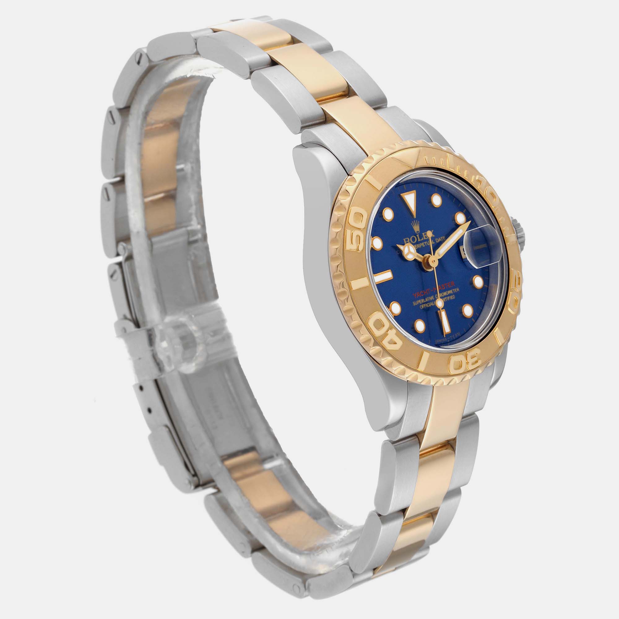 Rolex Yachtmaster Steel Yellow Gold Blue Dial Ladies Watch 29 Mm