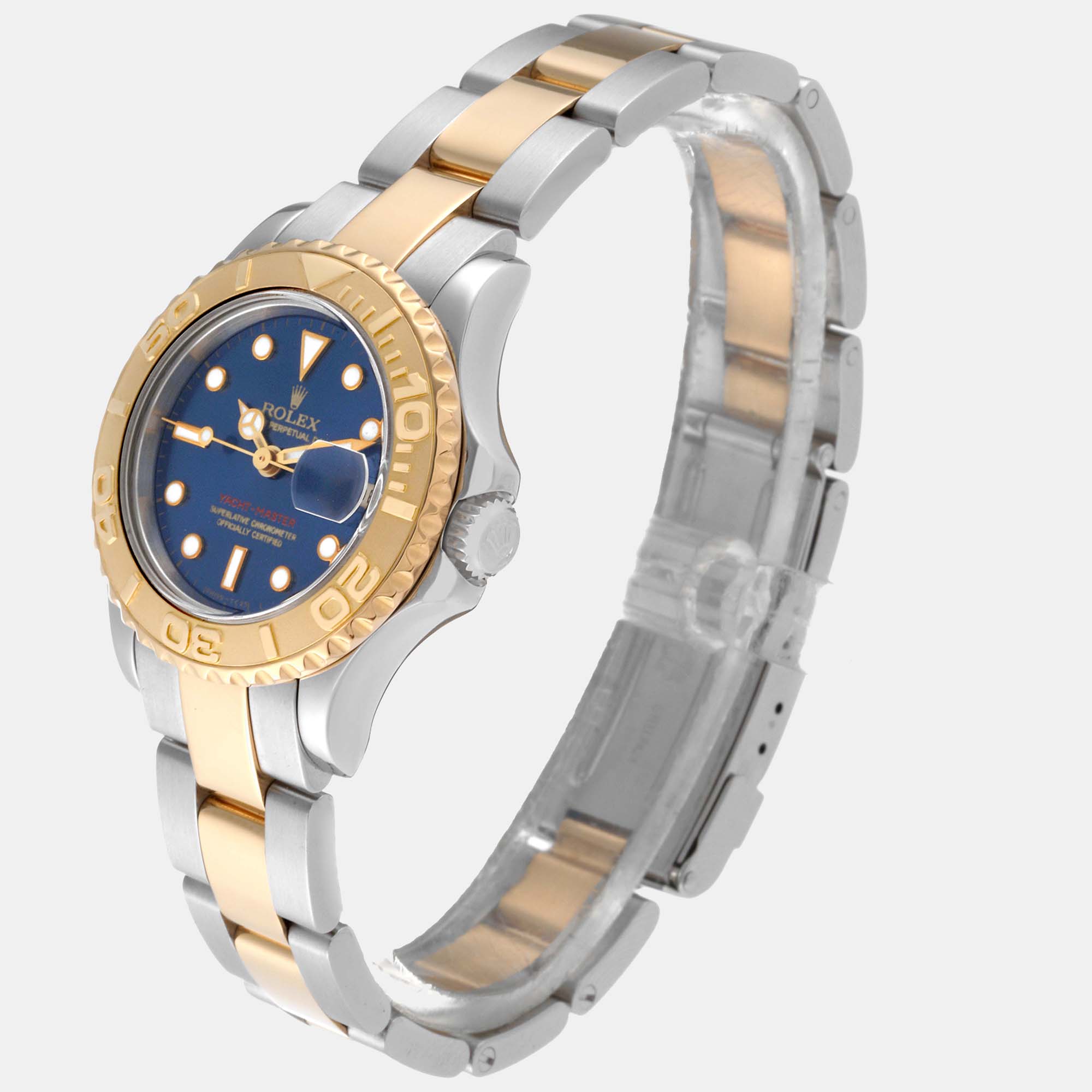 Rolex Yachtmaster Steel Yellow Gold Blue Dial Ladies Watch 29 Mm