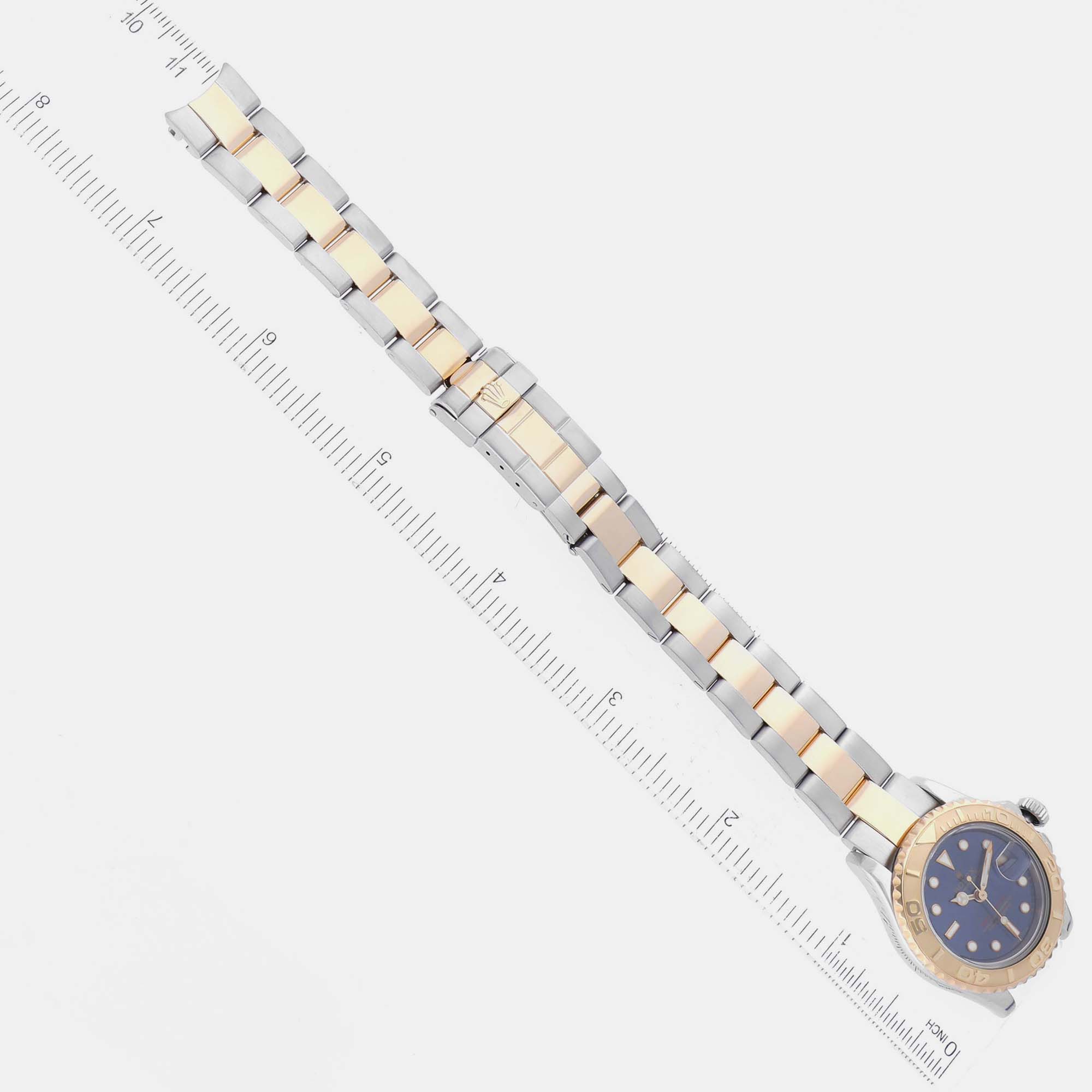 Rolex Yachtmaster Steel Yellow Gold Blue Dial Ladies Watch 29 Mm