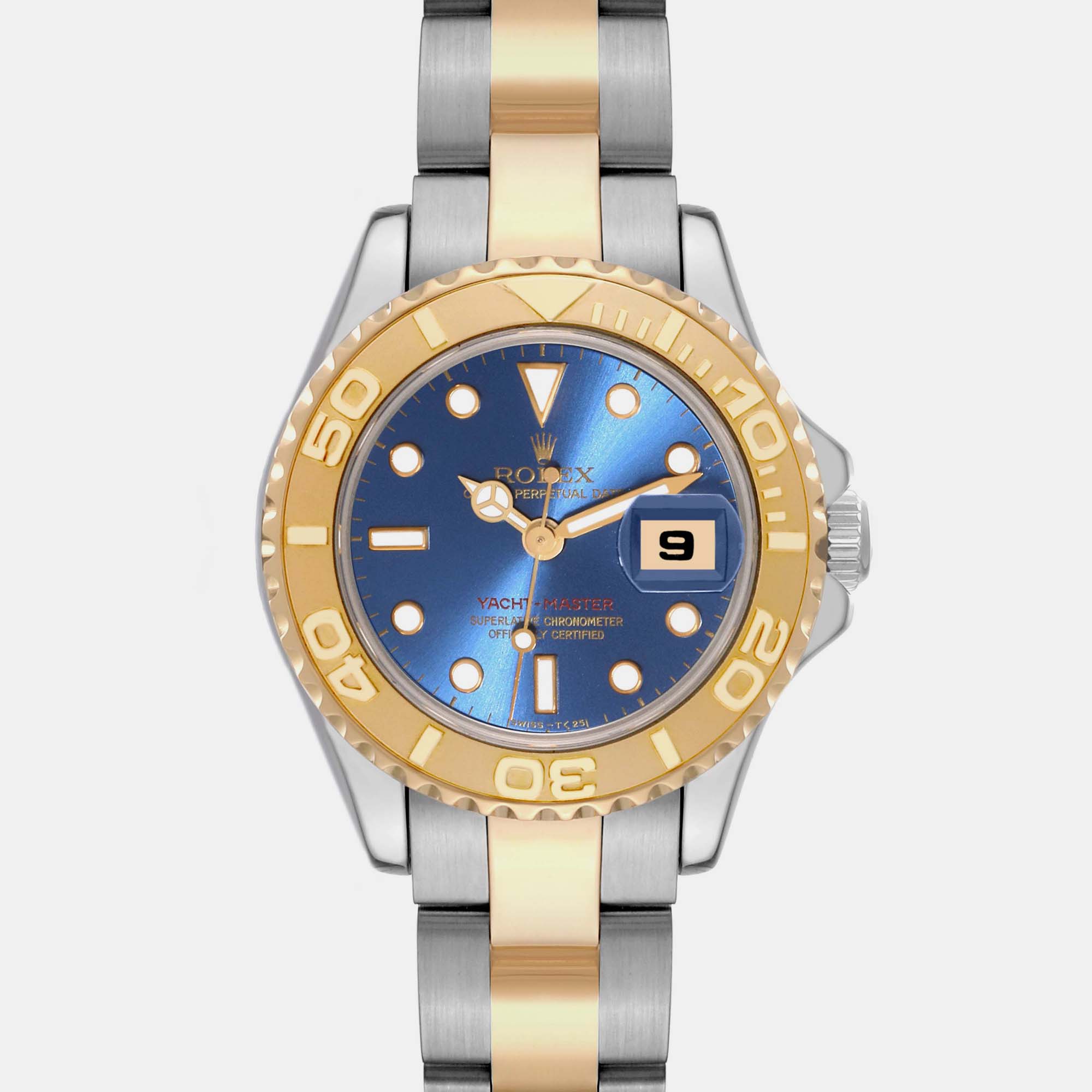 Rolex Yachtmaster Steel Yellow Gold Blue Dial Ladies Watch 29 Mm