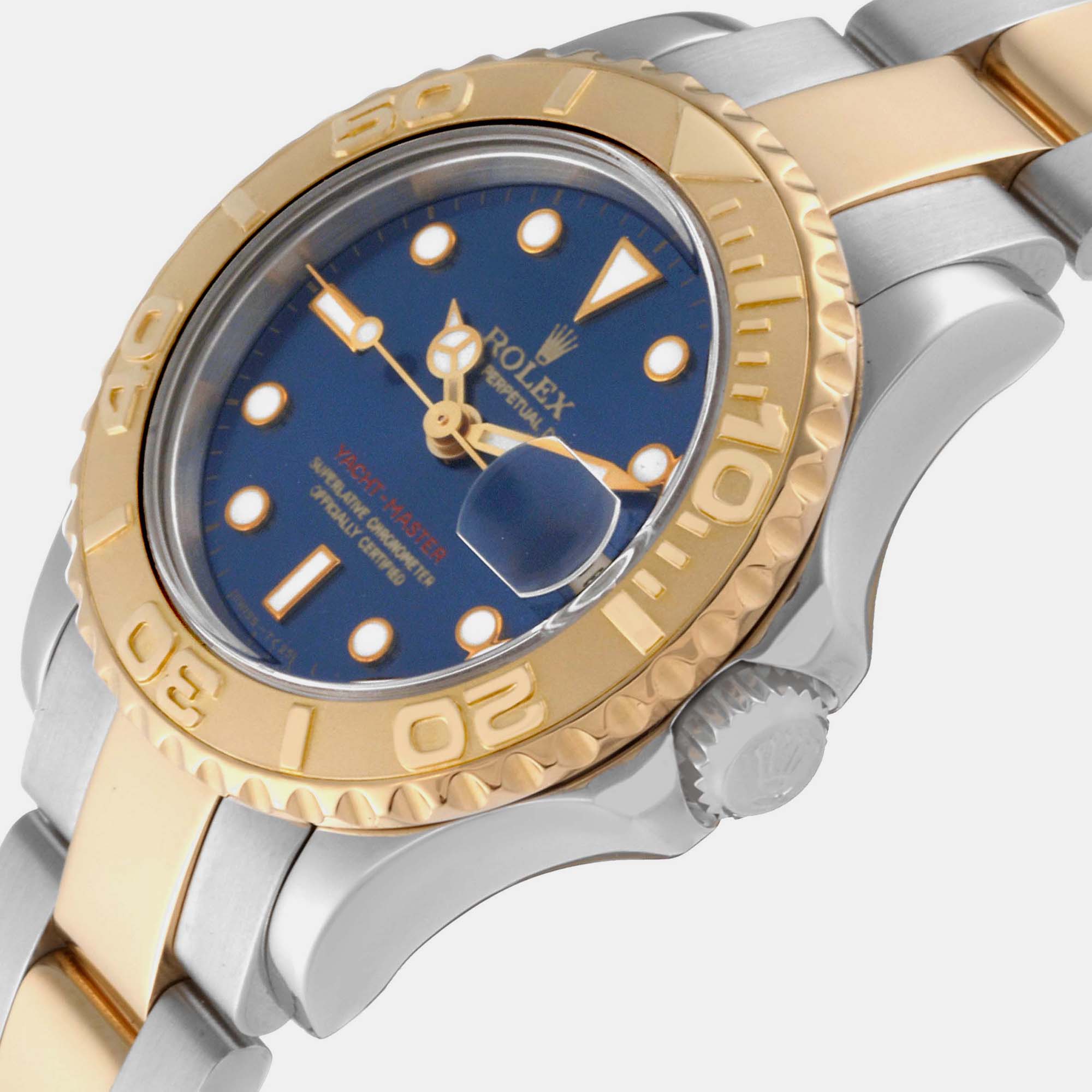 Rolex Yachtmaster Steel Yellow Gold Blue Dial Ladies Watch 29 Mm