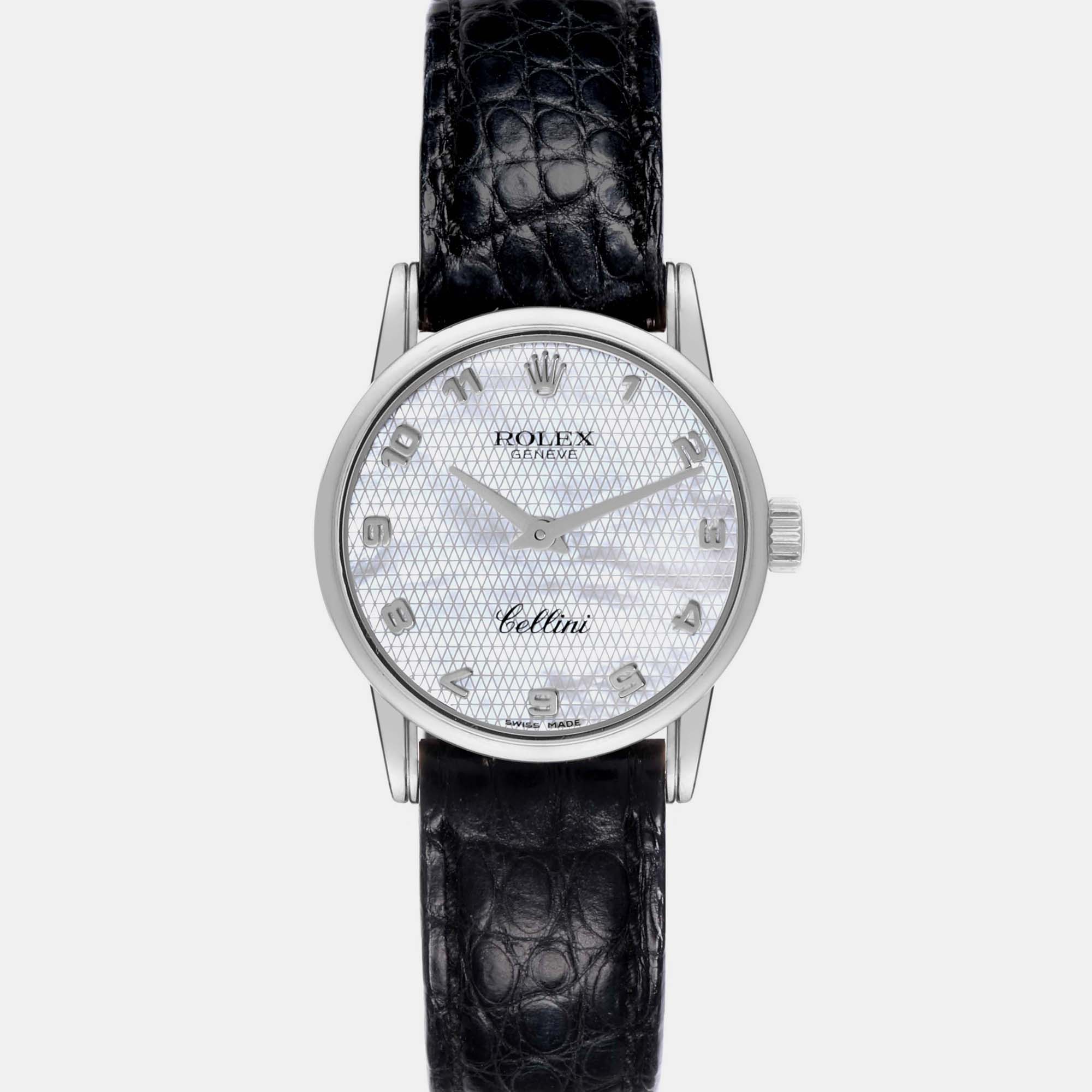 Rolex Cellini Classic White Gold MOP Dial Ladies Watch 6111