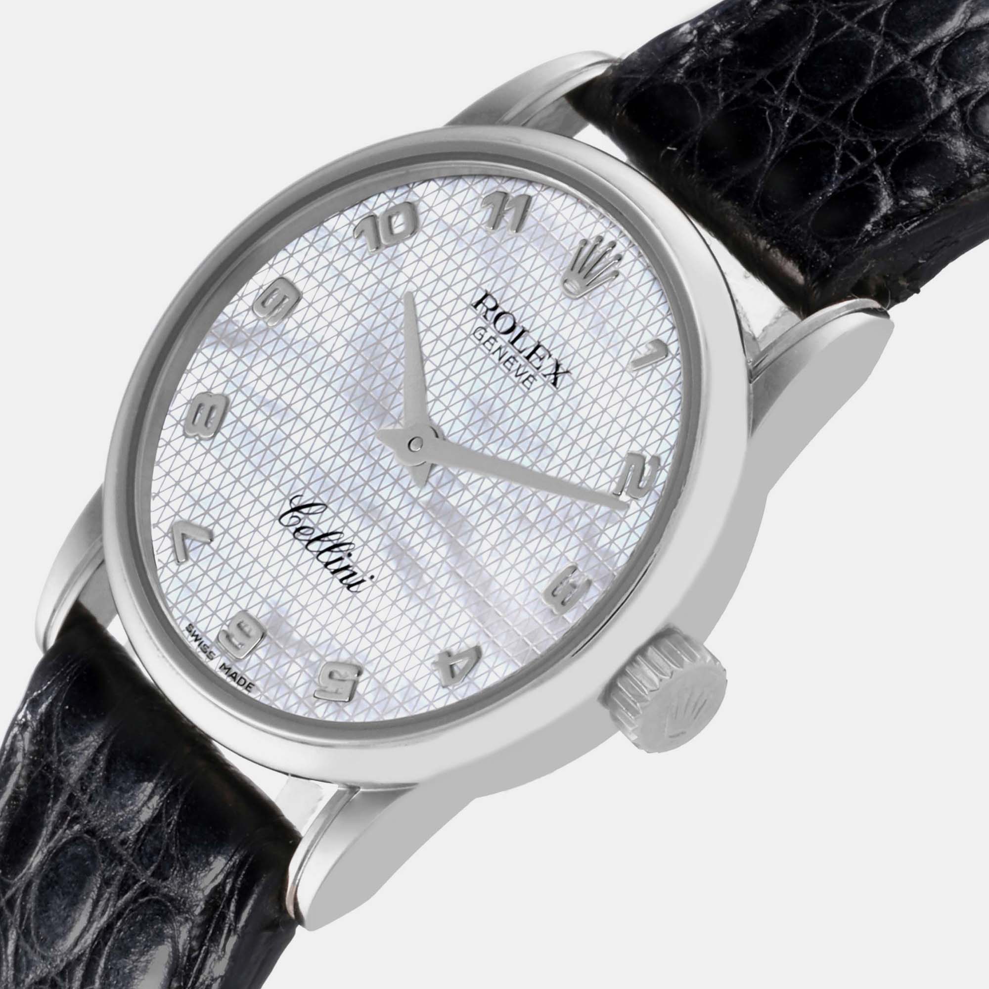 Rolex Cellini Classic White Gold MOP Dial Ladies Watch 6111