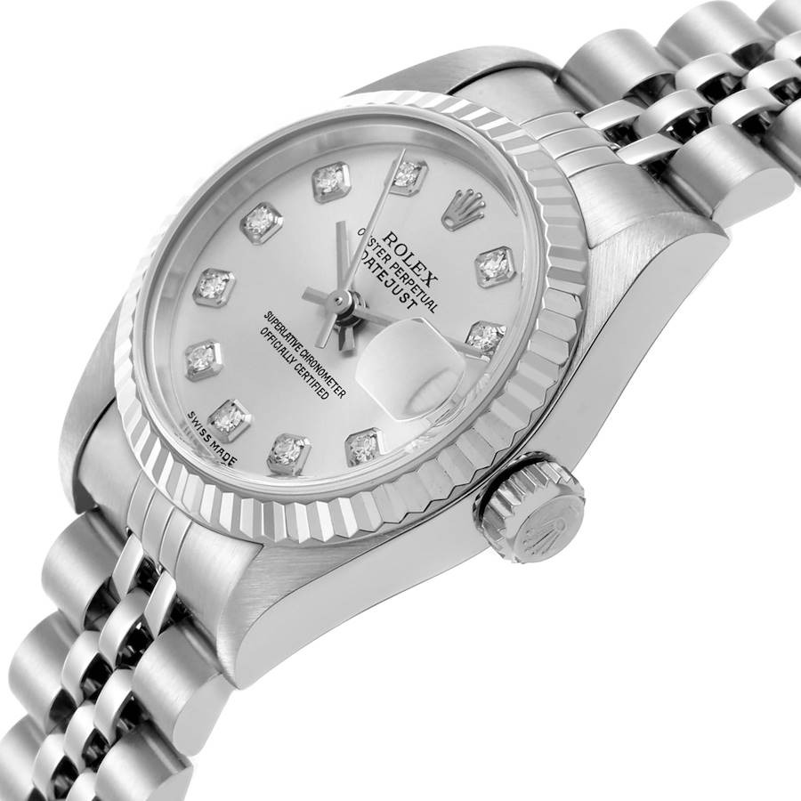 Rolex White Diamond 18K White Gold Stainless Steel Datejust 79174 Automatic Women's Wristwatch 26 Mm