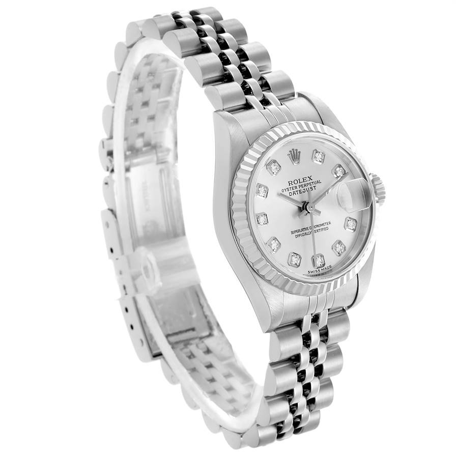 Rolex White Diamond 18K White Gold Stainless Steel Datejust 79174 Automatic Women's Wristwatch 26 Mm