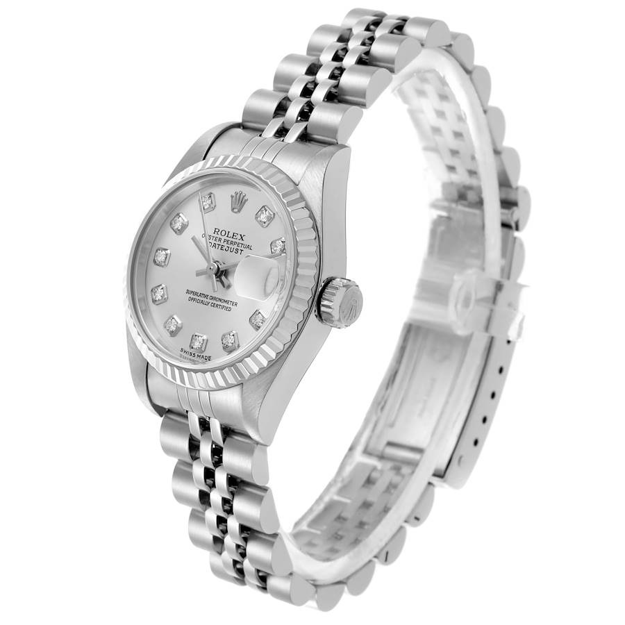 Rolex White Diamond 18K White Gold Stainless Steel Datejust 79174 Automatic Women's Wristwatch 26 Mm