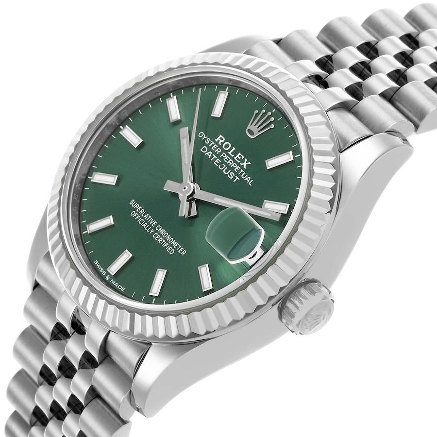 Rolex Datejust Midsize Steel White Gold Mint Green Dial Watch 31.0 Mm