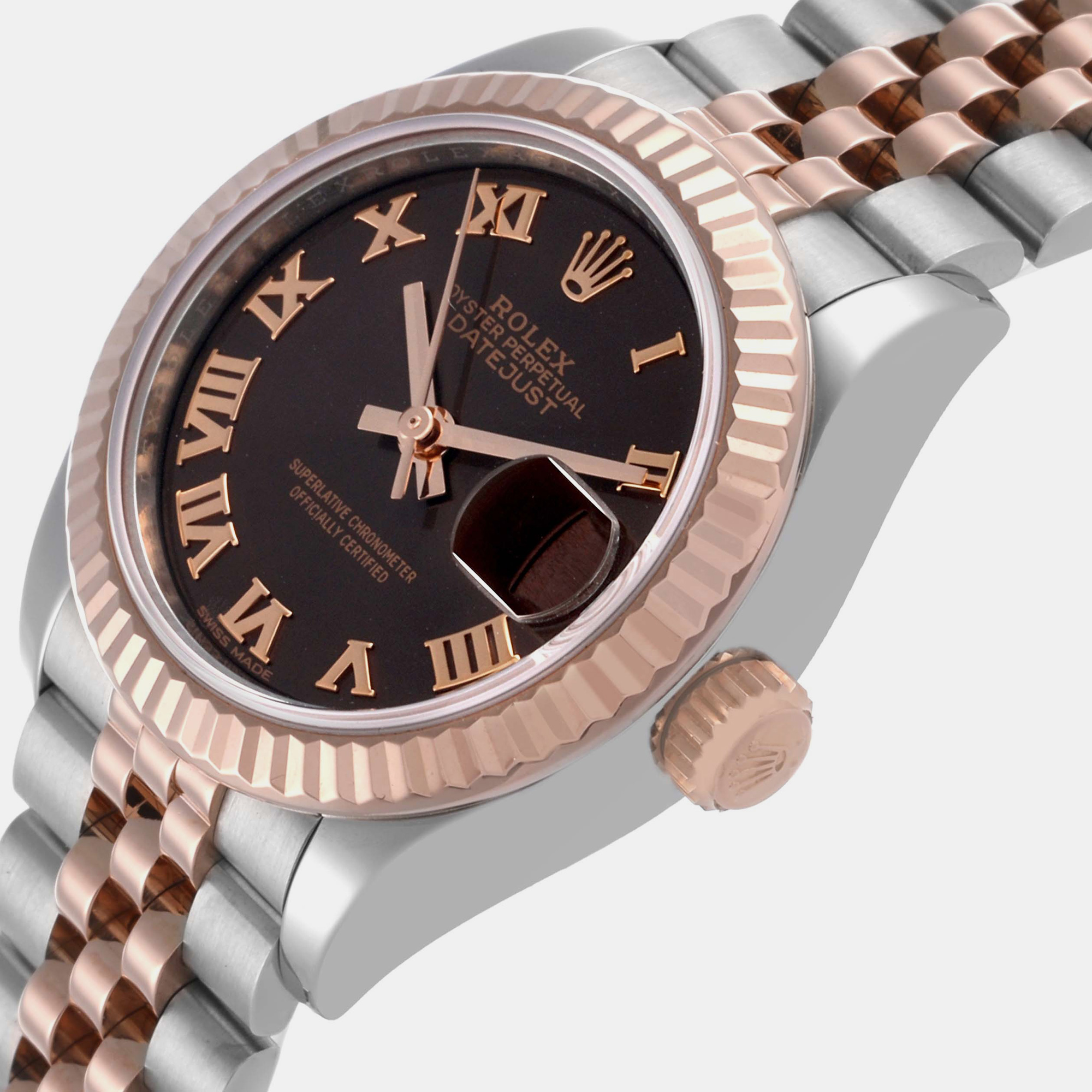 Rolex Datejust Chocolate Dial Steel Rose Gold Ladies Watch 279171 28 Mm