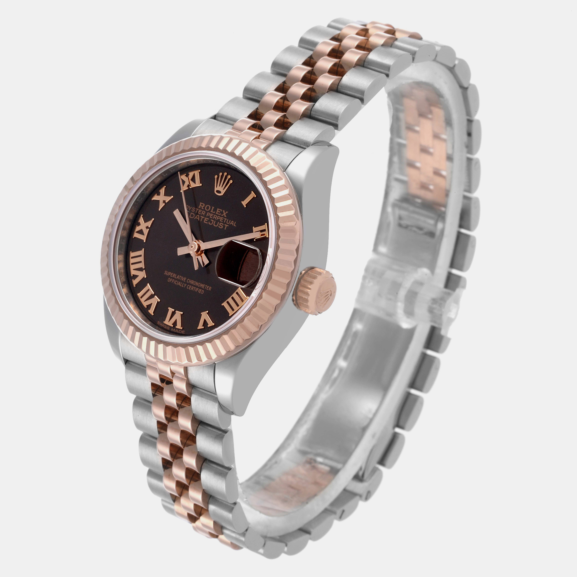 Rolex Datejust Chocolate Dial Steel Rose Gold Ladies Watch 279171 28 Mm