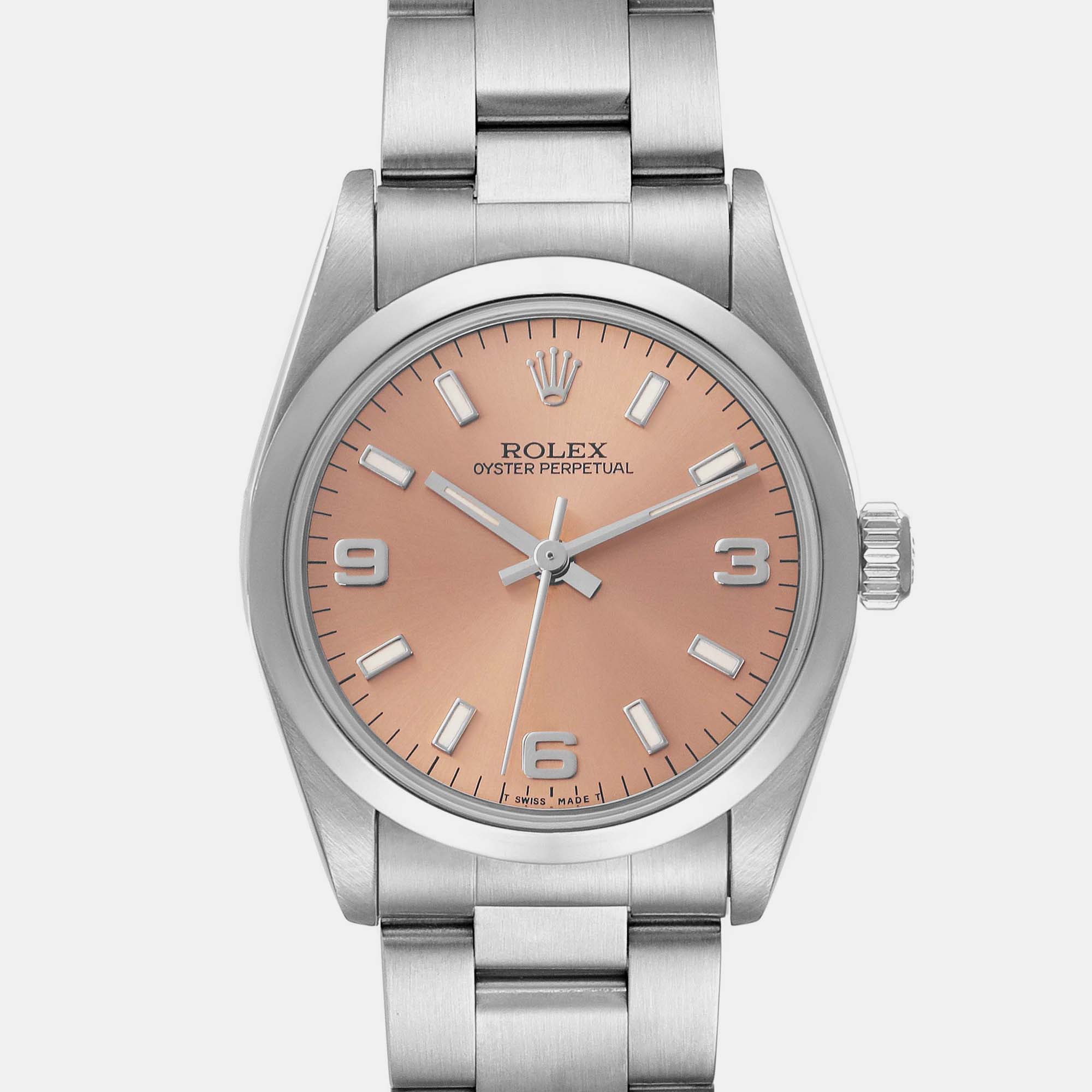 Rolex Oyster Perpetual Midsize Salmon Dial Steel Ladies Watch 31.0 Mm