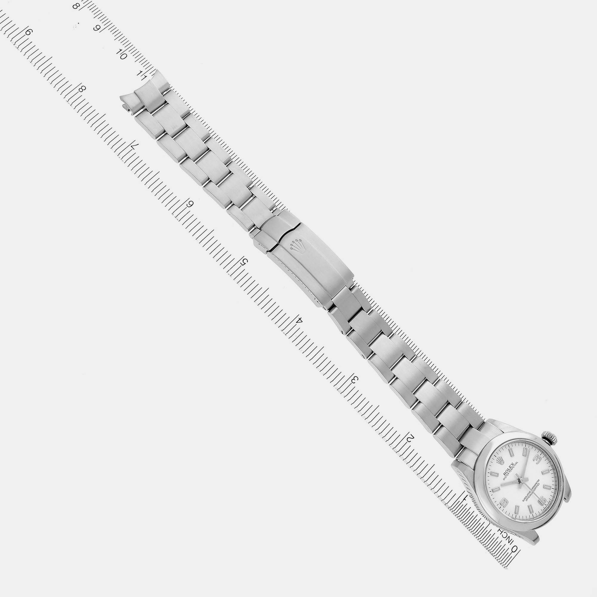 Rolex Midsize White Dial Domed Bezel Steel Ladies Watch 177200