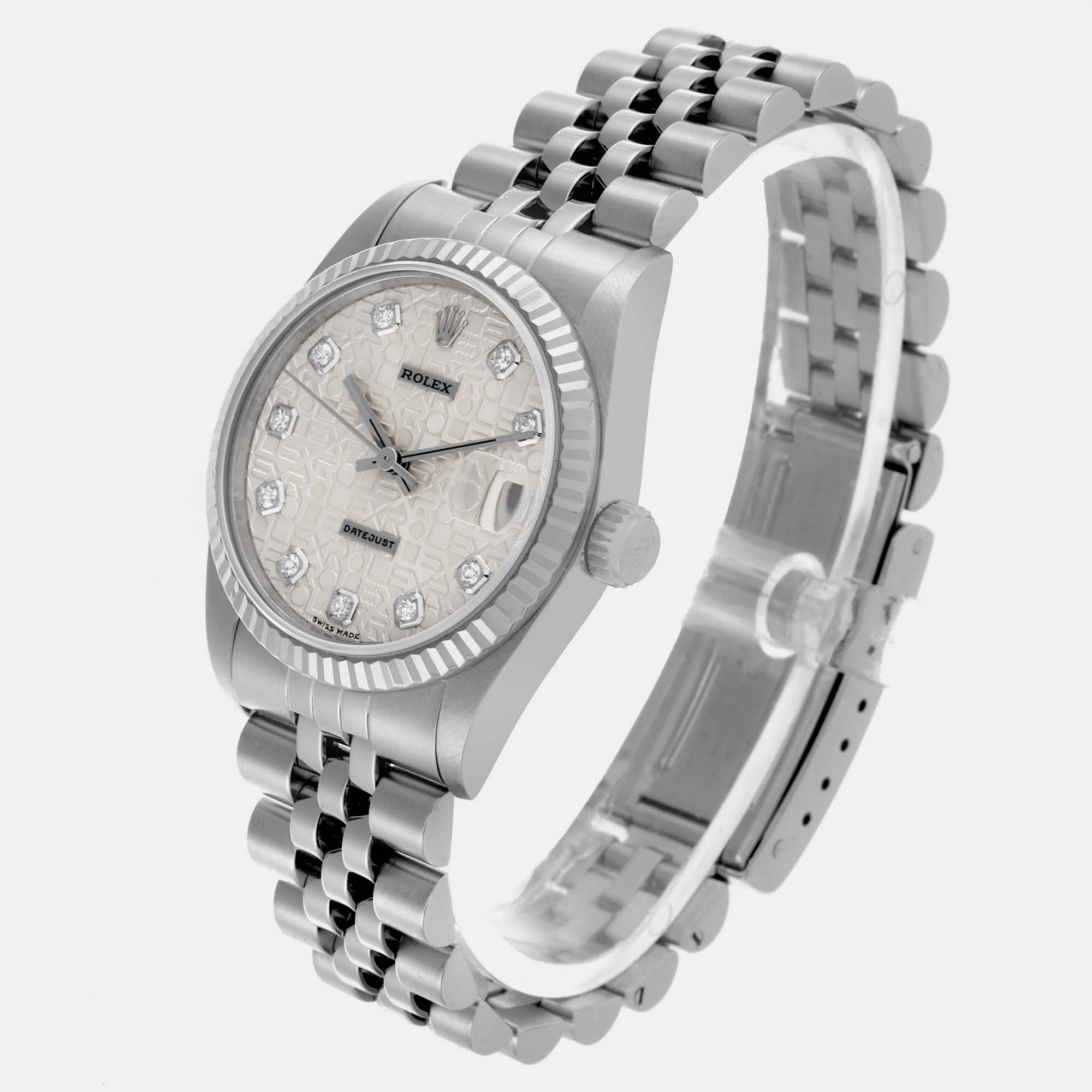 Rolex Datejust Midsize Steel White Gold Diamond Dial Ladies Watch 68274