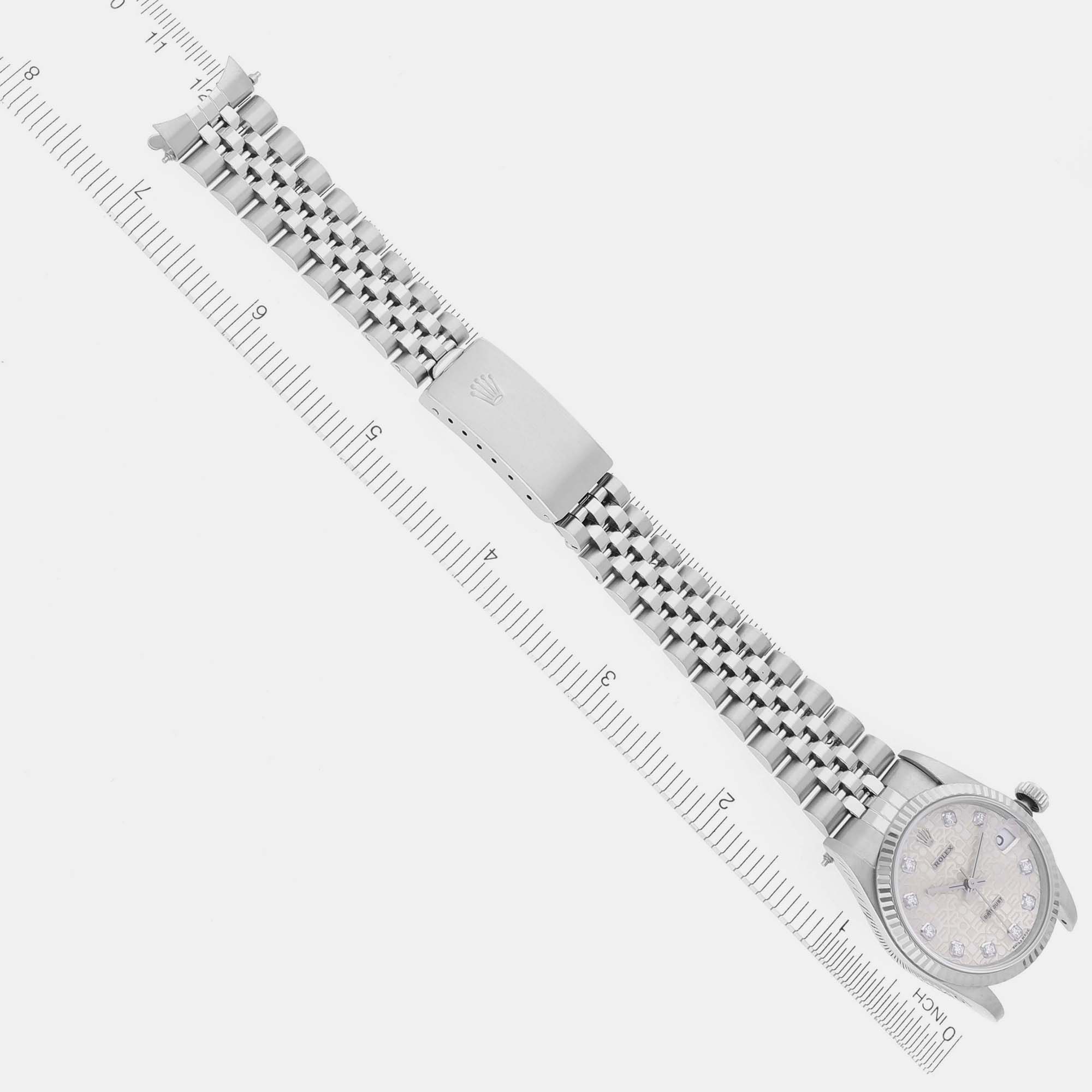 Rolex Datejust Midsize Steel White Gold Diamond Dial Ladies Watch 68274