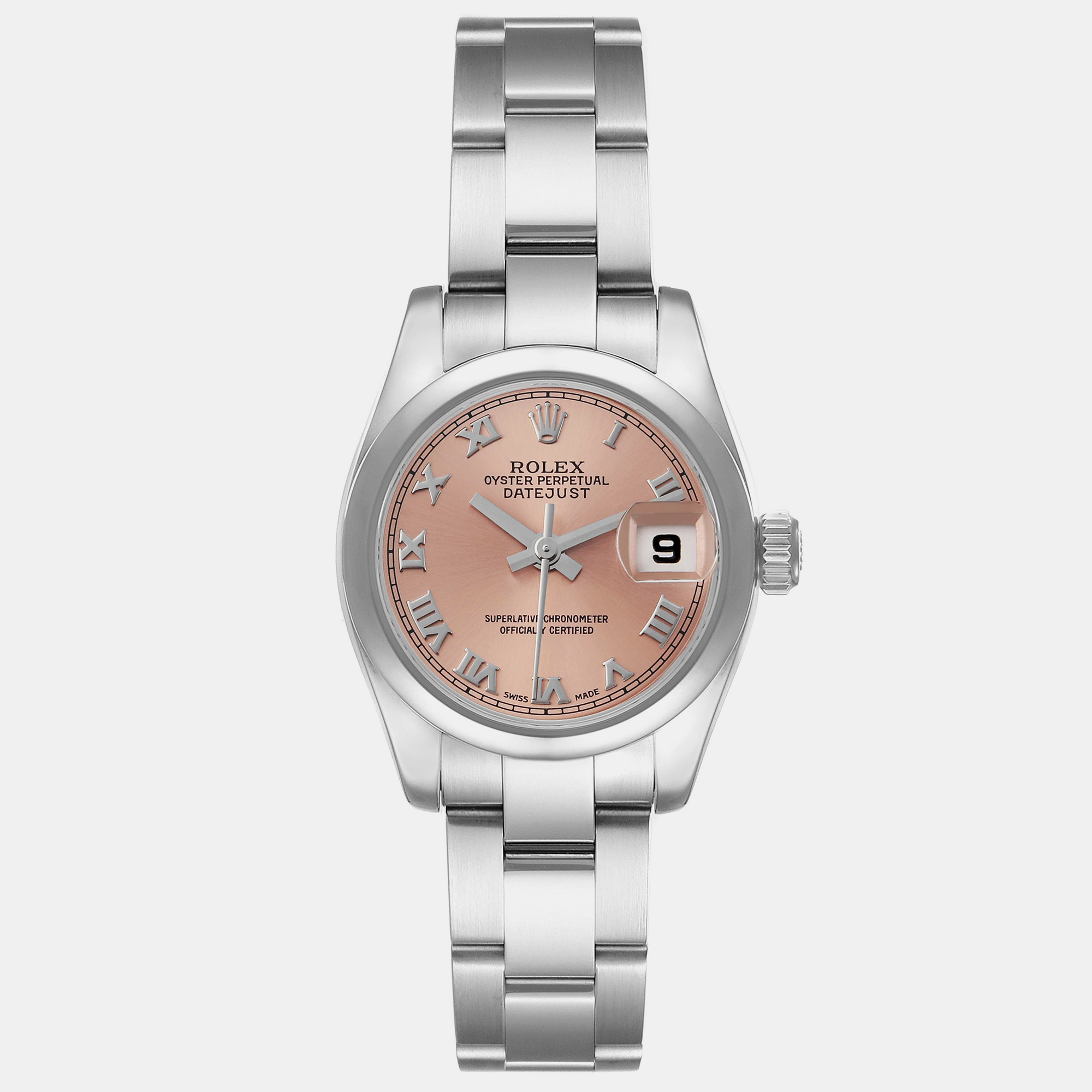 Rolex Datejust Salmon Roman Dial Steel Ladies Watch 179160