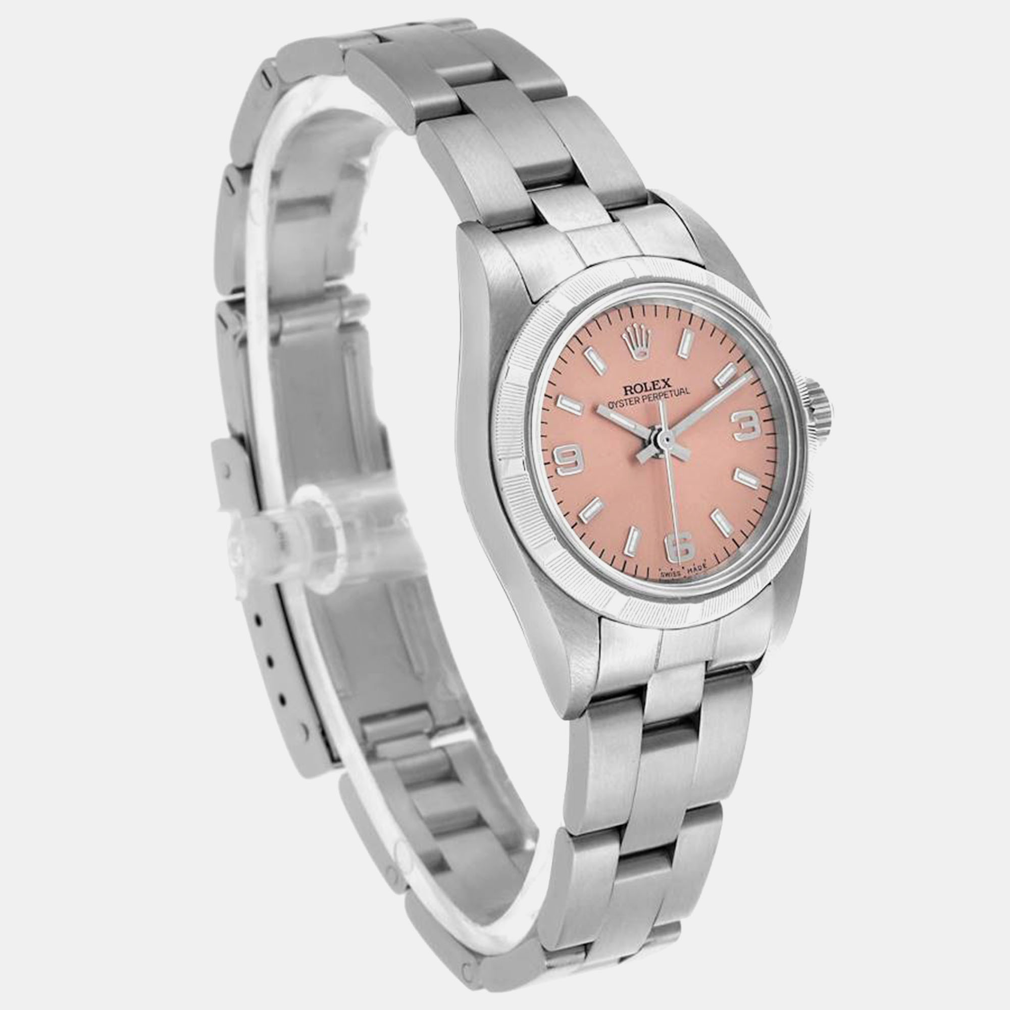 Rolex Oyster Perpetual Salmon Dial Steel Ladies Watch 76030