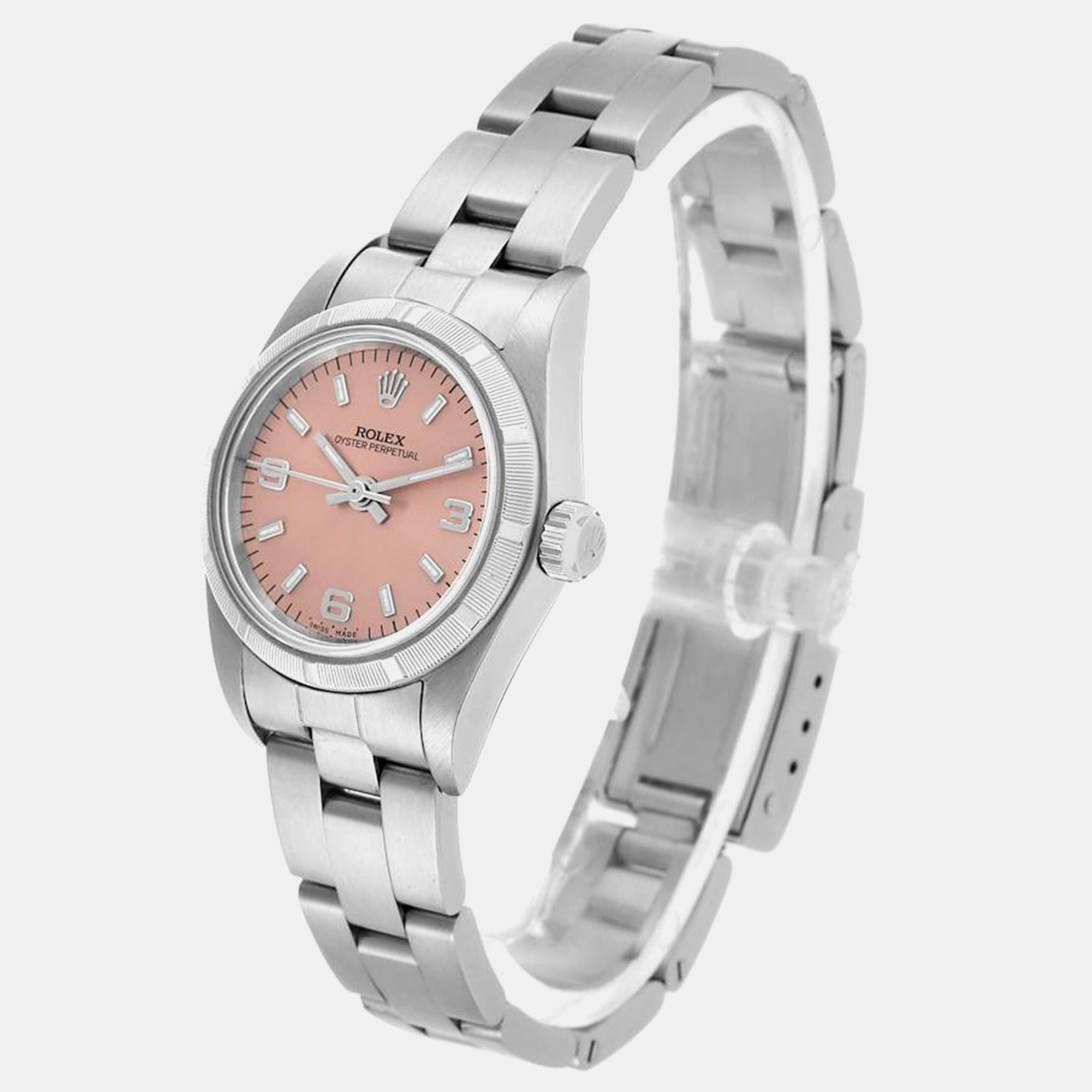 Rolex Oyster Perpetual Salmon Dial Steel Ladies Watch 76030