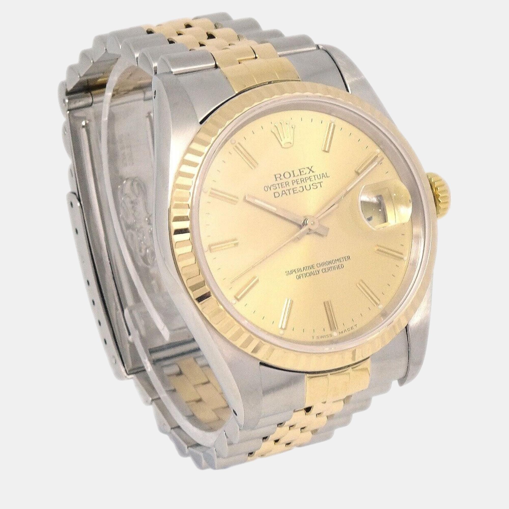 Rolex 18K Yellow Gold Oyster Perpetual Datejust Ref.16233 Self-winding Watch 34mm