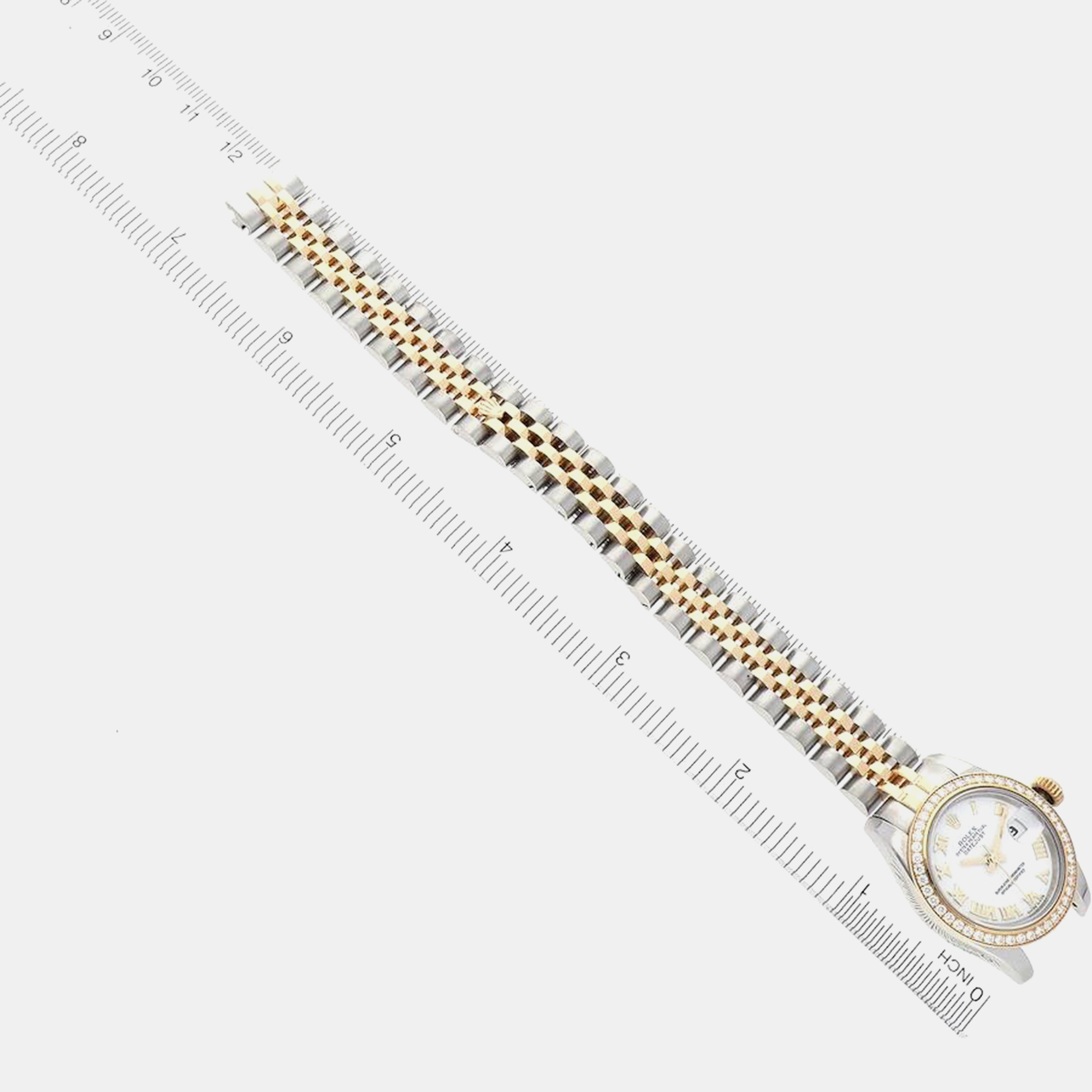 Rolex Datejust Steel Yellow Gold White Roman Dial Ladies Watch 179383 26 Mm