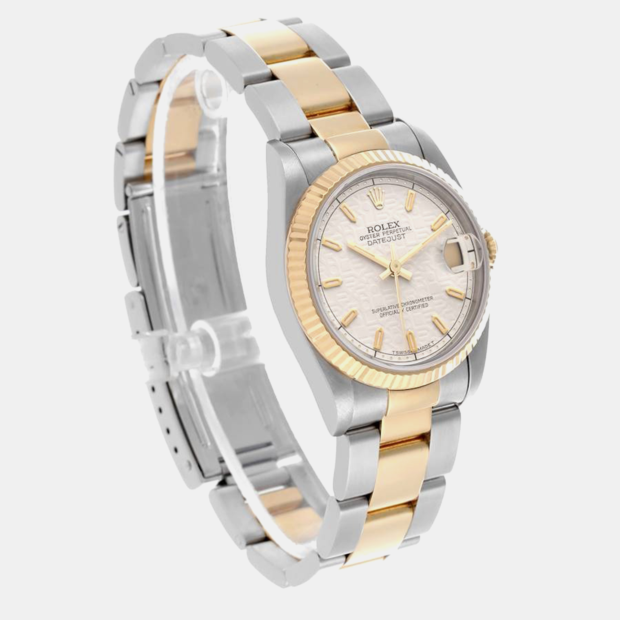 Rolex Datejust Midsize Steel Yellow Gold Ivory Dial Ladies Watch 68273 31 Mm