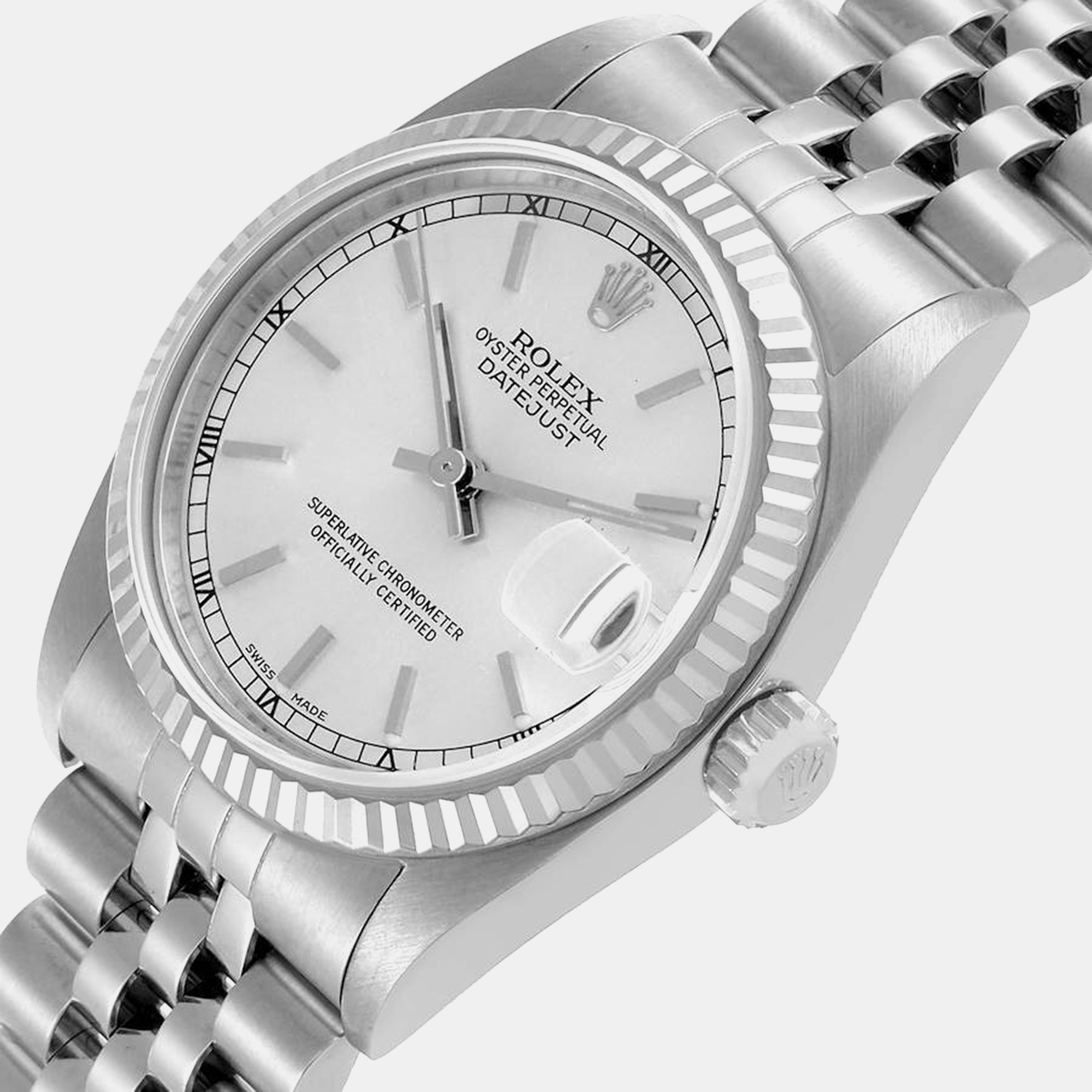 Rolex Datejust Midsize Steel White Gold Silver Dial Ladies Watch 78274 31 Mm