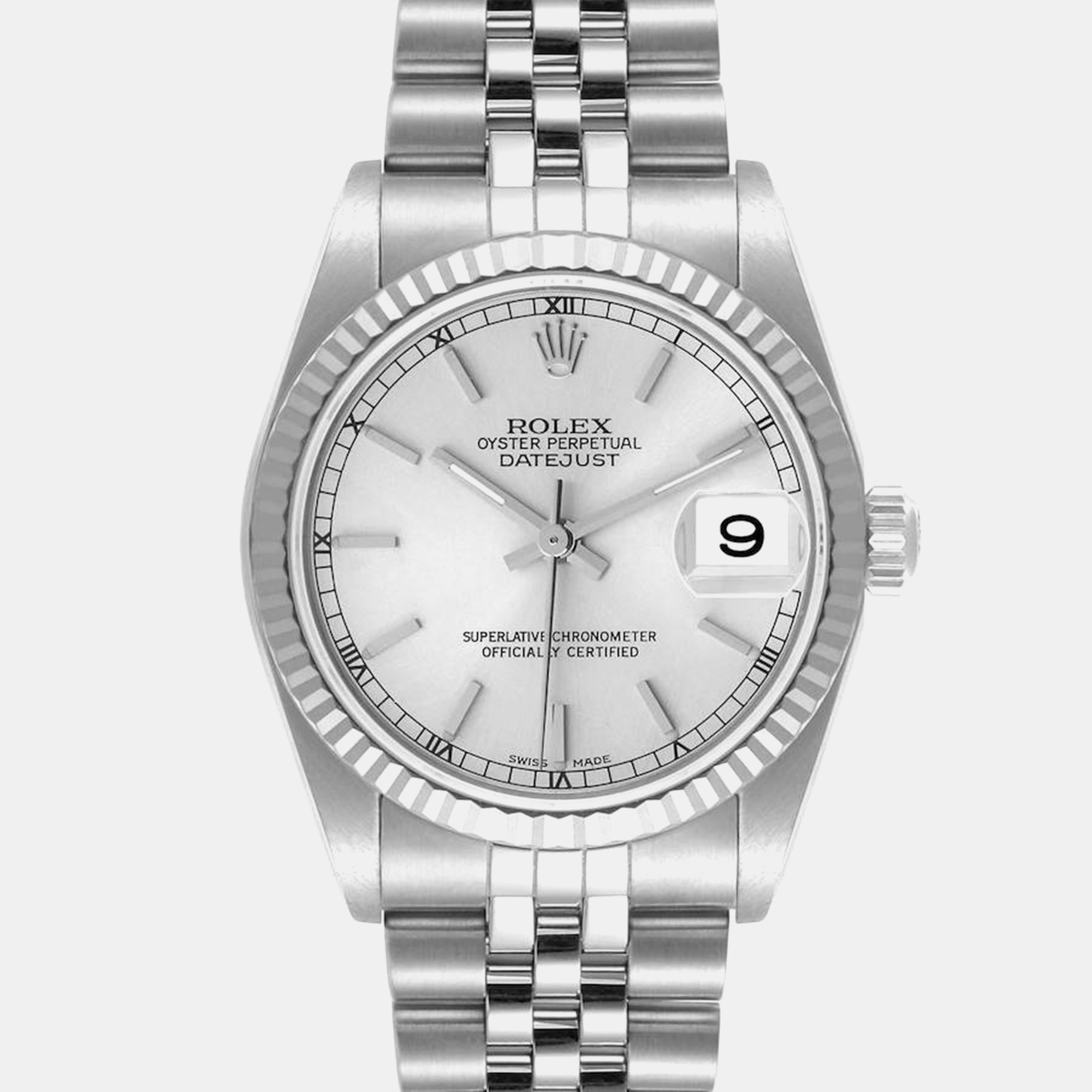 Rolex Datejust Midsize Steel White Gold Silver Dial Ladies Watch 78274 31 Mm