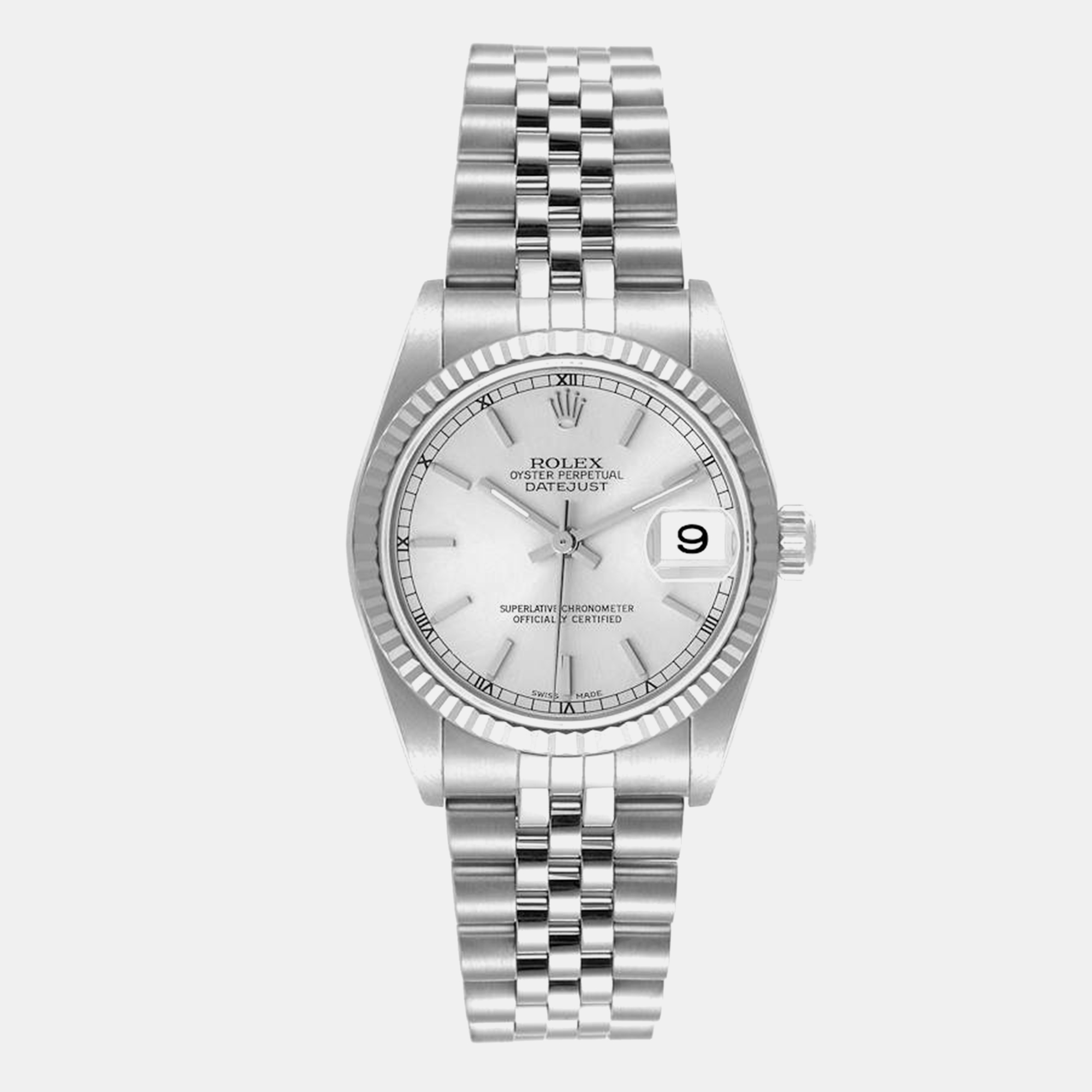 Rolex Datejust Midsize Steel White Gold Silver Dial Ladies Watch 78274 31 Mm