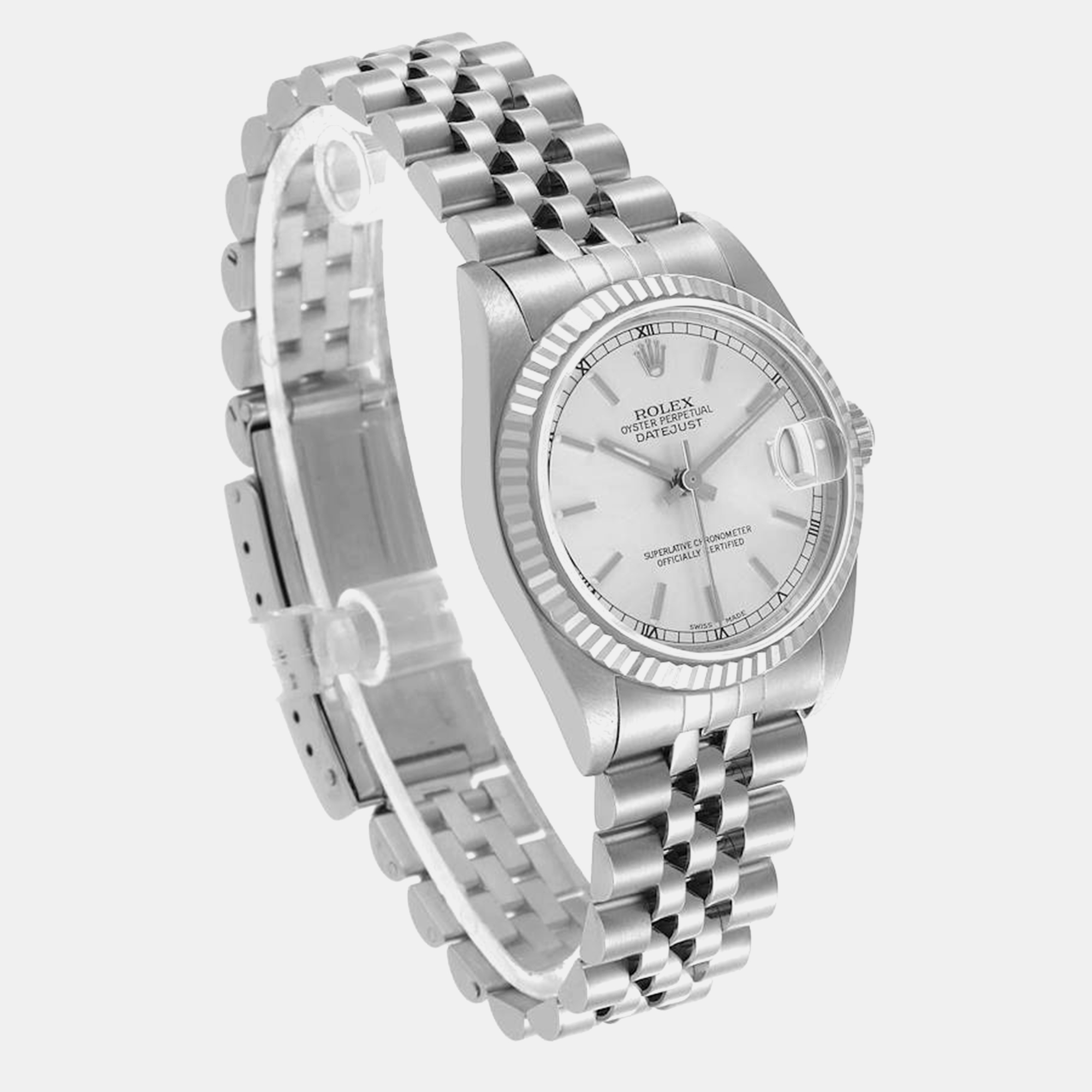 Rolex Datejust Midsize Steel White Gold Silver Dial Ladies Watch 78274 31 Mm