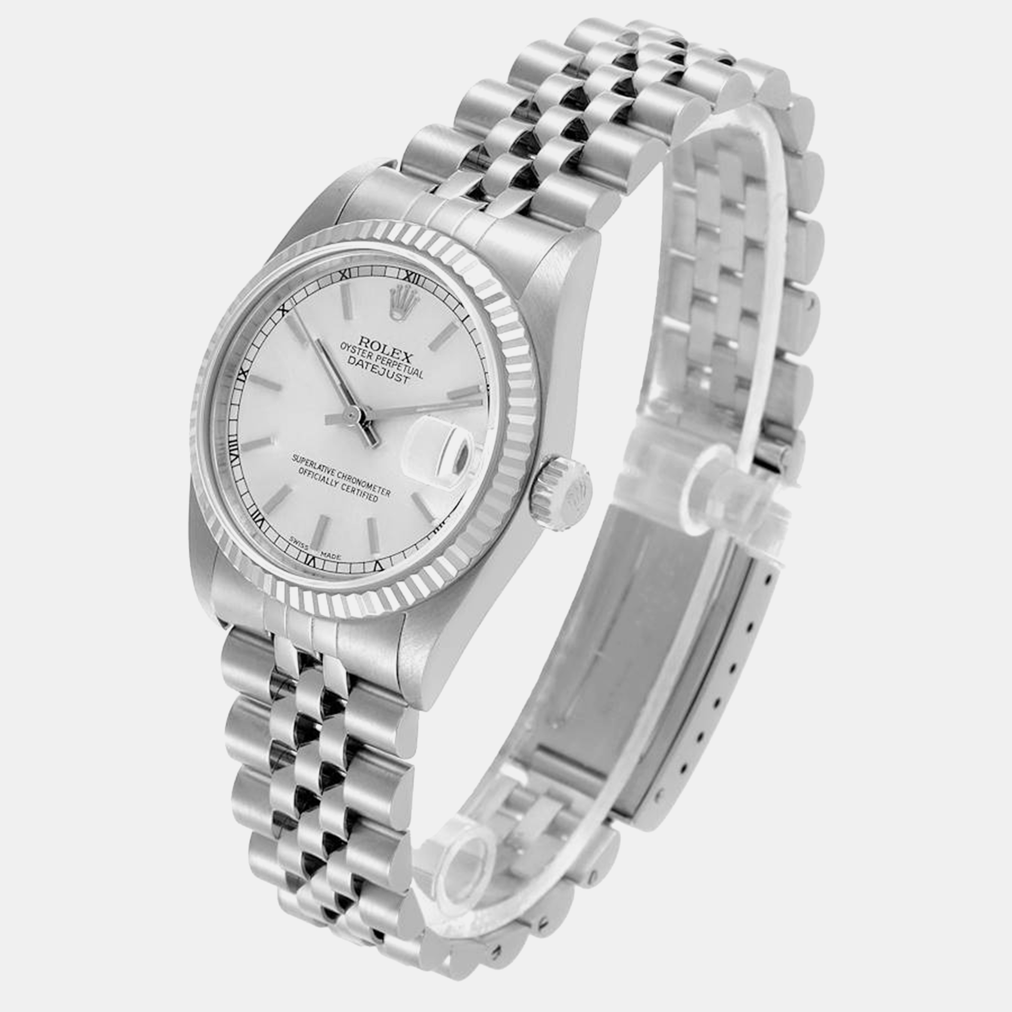 Rolex Datejust Midsize Steel White Gold Silver Dial Ladies Watch 78274 31 Mm