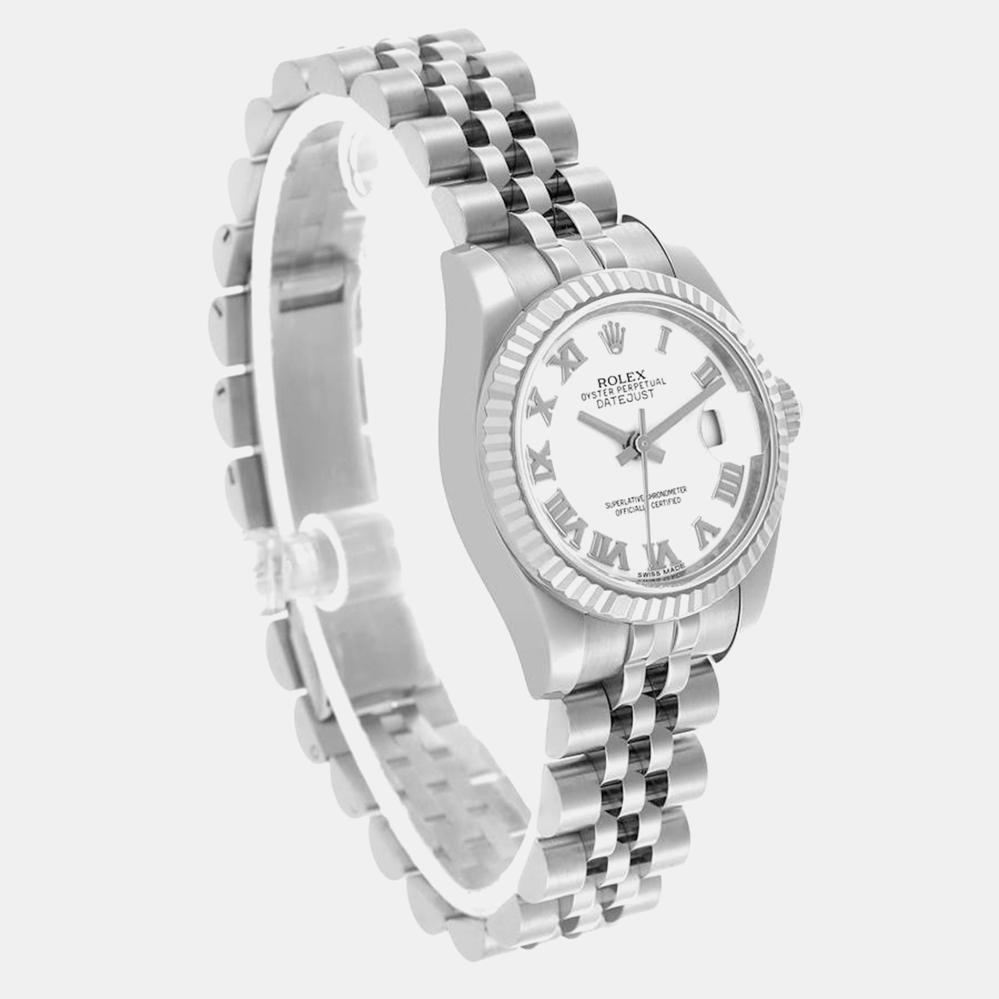 Rolex Datejust Steel White Gold White Roman Dial Ladies Watch 179174