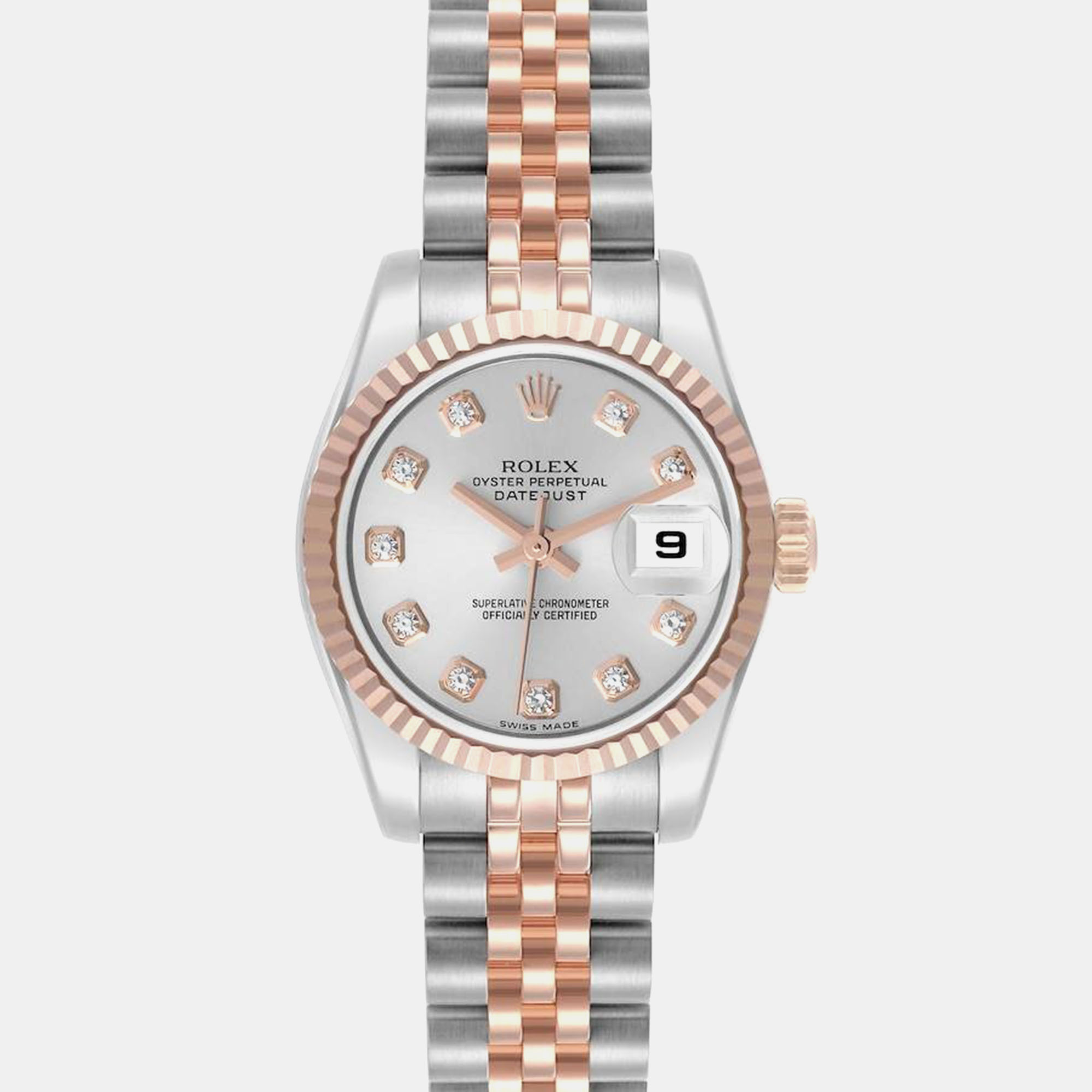 Rolex Datejust Steel Rose Gold Diamond Dial Ladies Watch 26.0 Mm