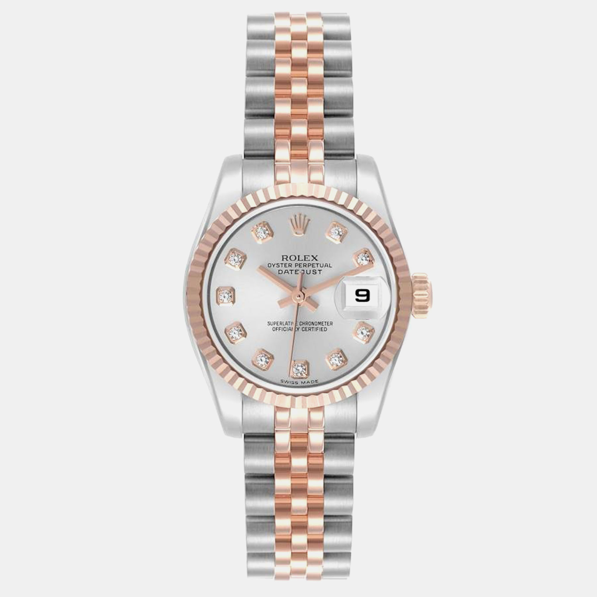 Rolex Datejust Steel Rose Gold Diamond Dial Ladies Watch 26.0 Mm