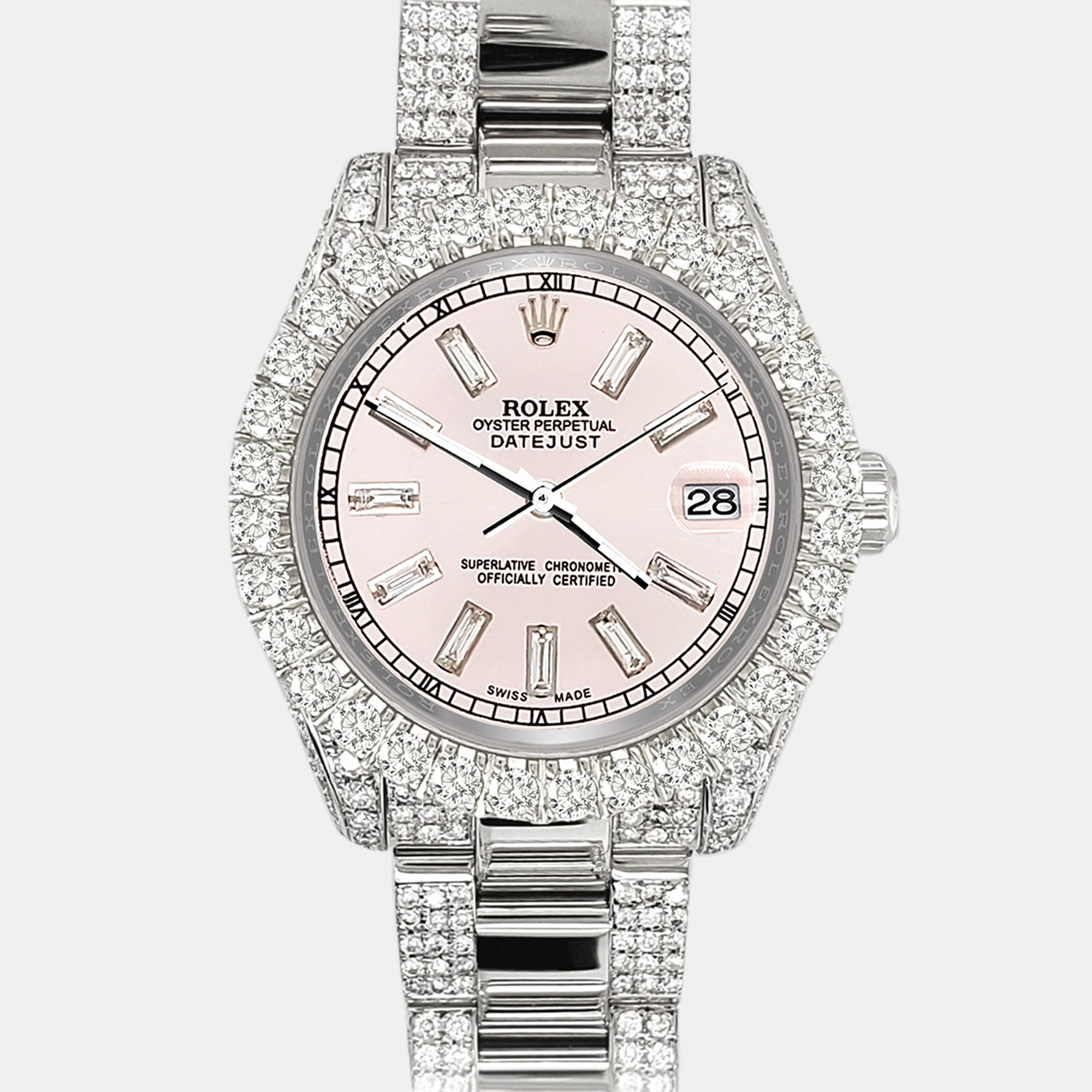 Rolex Custom Ice Pink 7.2ct Diamonds Stainless Steel Datejust 178240 Automatic Women's Wristwatch
Rolex Custom Ice Pink 7.2ct Diamonds Stainless Steel Datejust 178240 Automatic Women's Wristwatch
