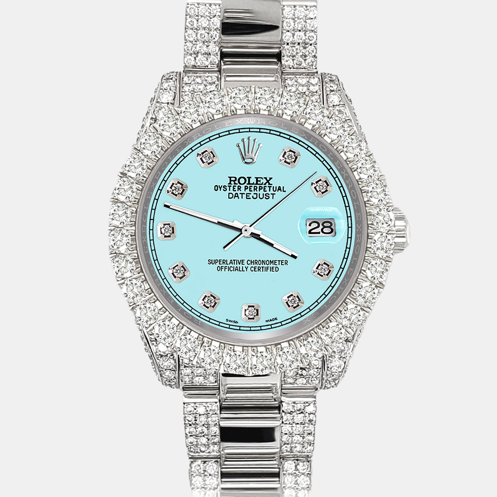 Rolex Custom Ice Blue 7.2ct Diamonds Stainless Steel Datejust 178240 Automatic Women's Wristwatch
Rolex Custom Ice Blue 7.2ct Diamonds Stainless Steel Datejust 178240 Automatic Women's Wristwatch