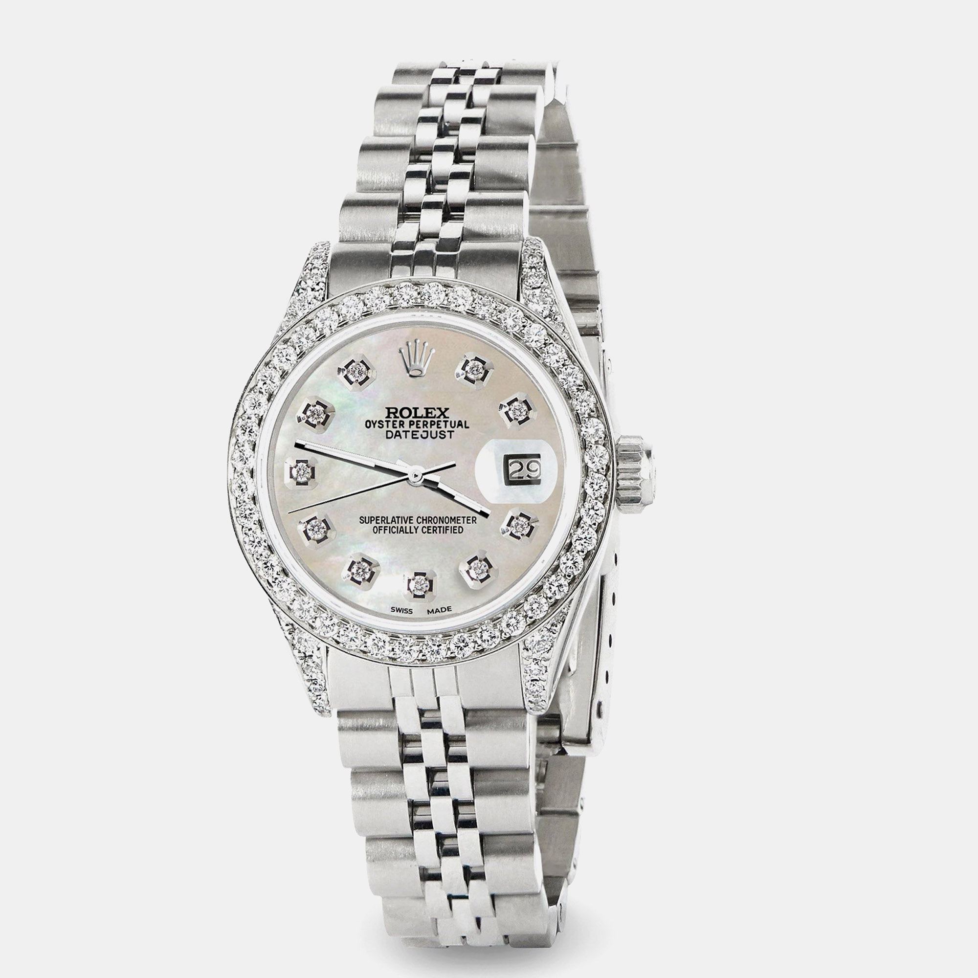 Rolex Custom Natural Pearl Diamond Stainless Steel Datejust Automatic Women's Wristwatch, White
Rolex Custom Natural Pearl Diamond Stainless Steel Datejust Automatic Women's Wristwatch, White