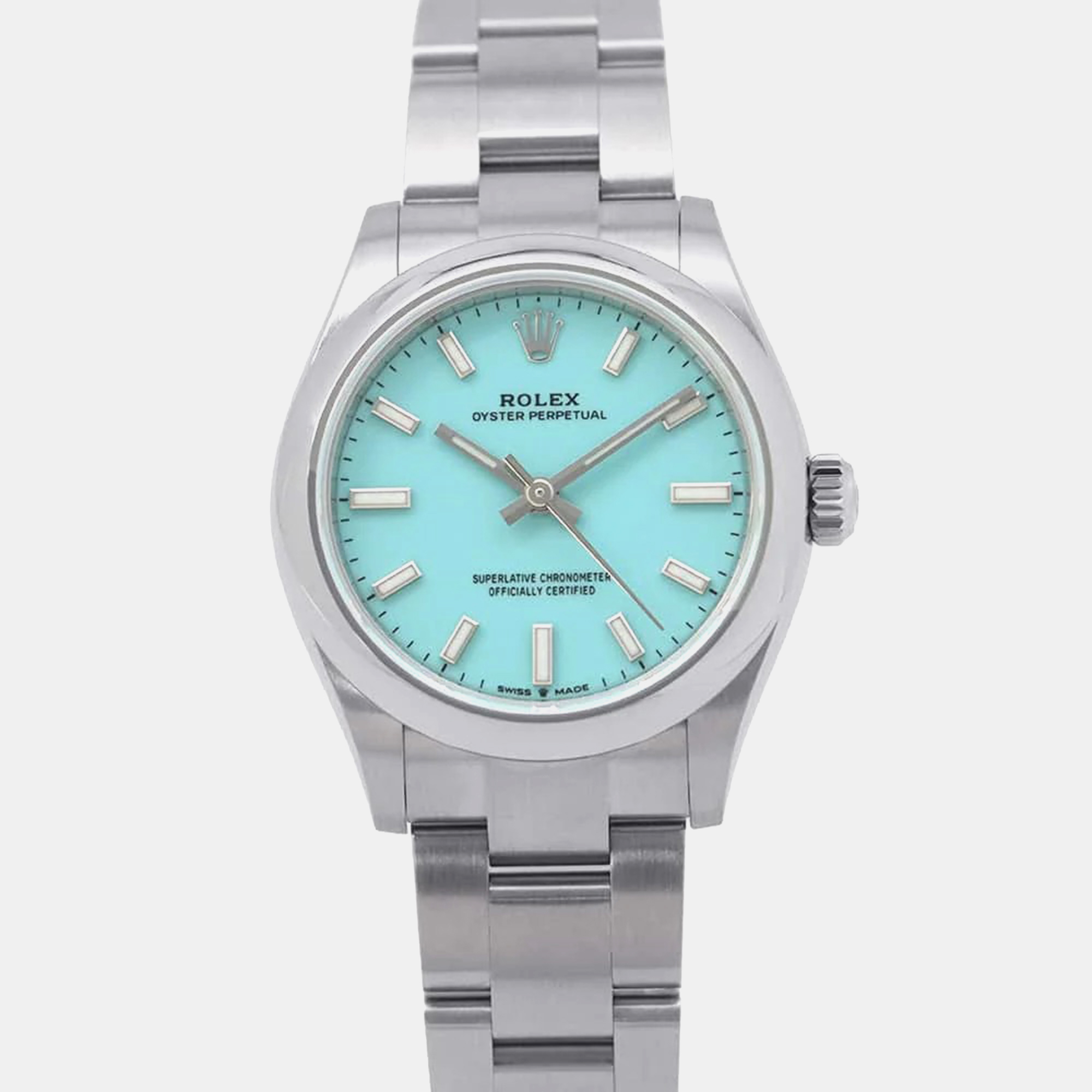 Rolex Turquoise Blue Stainless Steel Oyster Perpetual 277200 Automatic Women's Wristwatch 31 mm