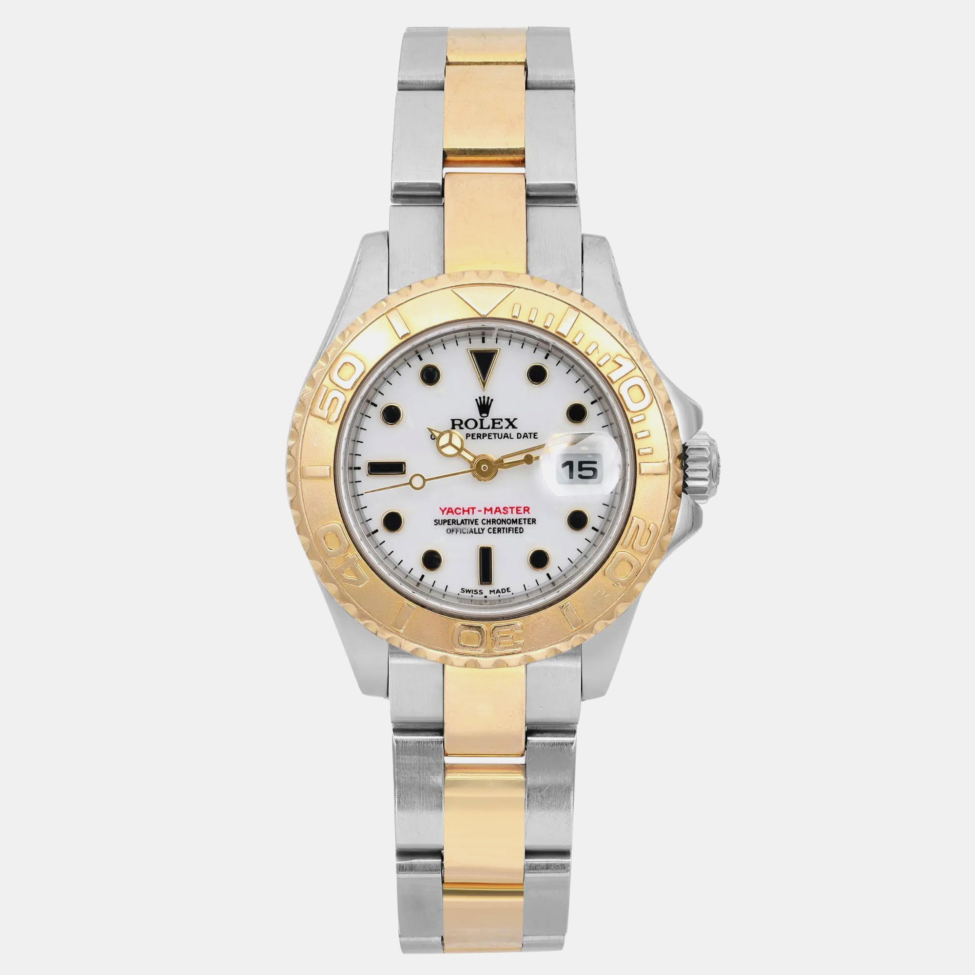 Rolex White 18k Yellow Gold Stainless Steel Yacht-Master 169623 Automatic Women's Wristwatch 29 mm
Rolex White 18k Yellow Gold Stainless Steel Yacht-Master 169623 Automatic Women's Wristwatch 29 mm