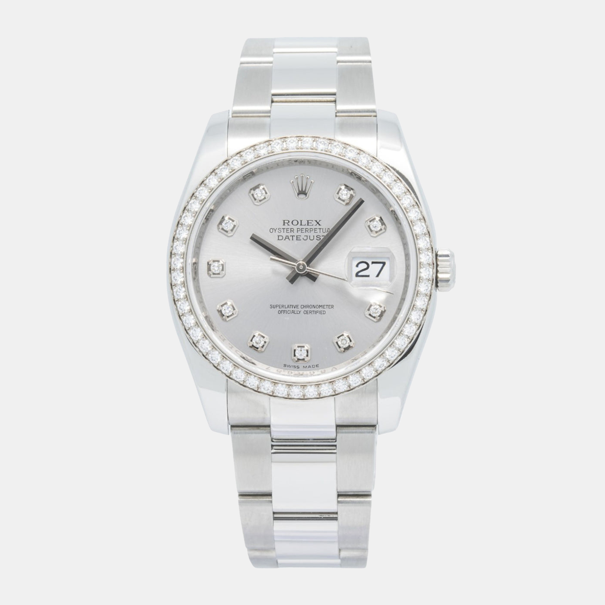Rolex Silver Stainless Steel Datejust 116244 Automatic Women's Wristwatch
Rolex Silver Stainless Steel Datejust 116244 Automatic Women's Wristwatch