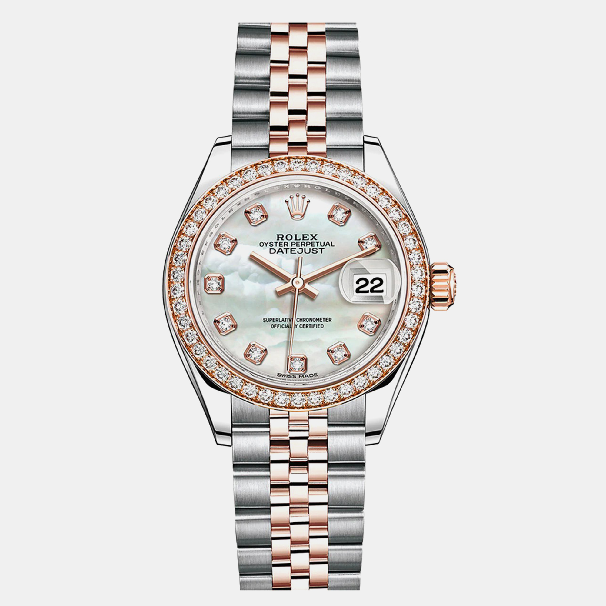 Rolex White 18K Rose Gold Stainless Steel Datejust 279381RBR Automatic Women's Wristwatch
Rolex White 18K Rose Gold Stainless Steel Datejust 279381RBR Automatic Women's Wristwatch