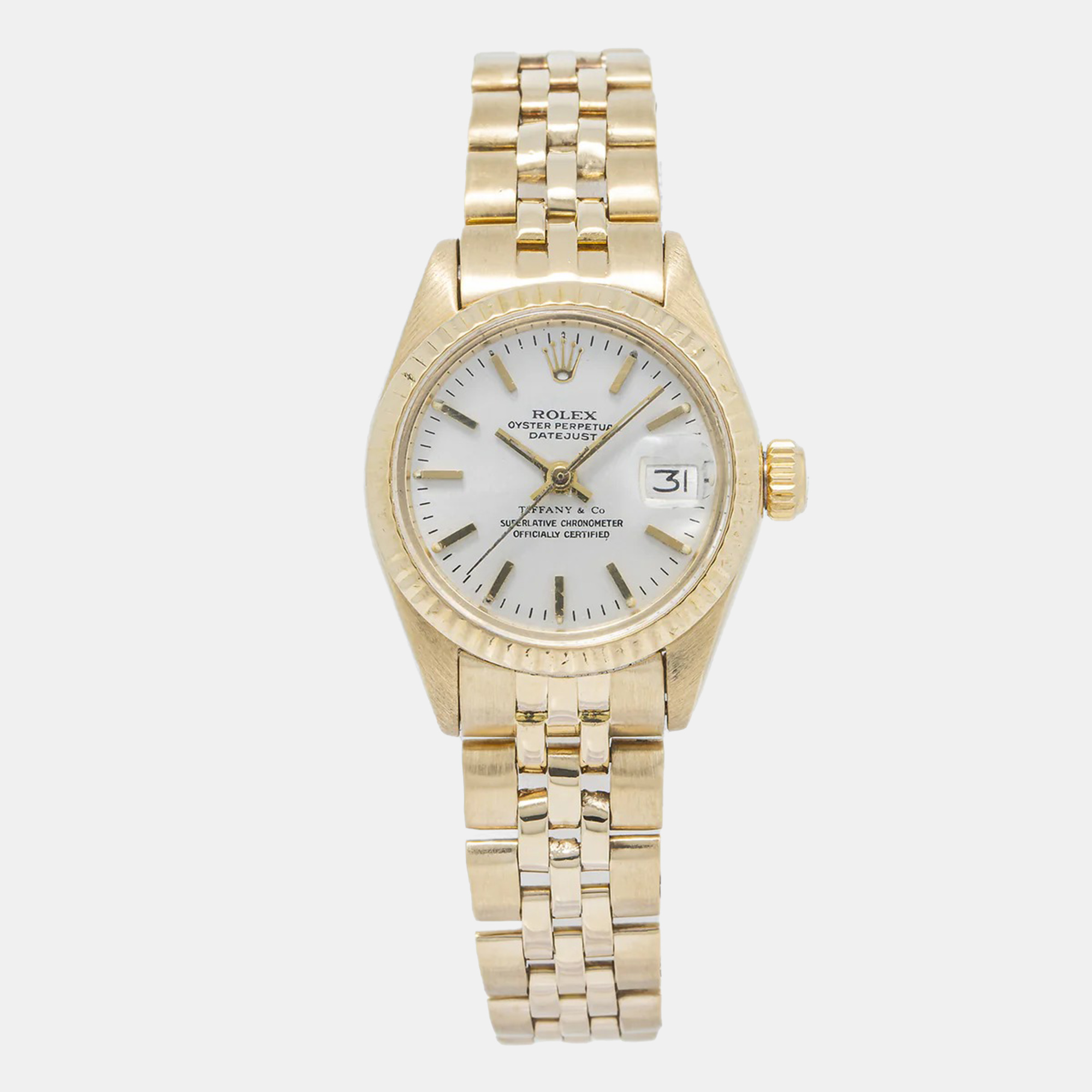 Rolex Datejust 6917 Tiffany & Co Automatic White 18k Yellow Gold Women's Wristwatch
Rolex Datejust 6917 Tiffany & Co Automatic White 18k Yellow Gold Women's Wristwatch