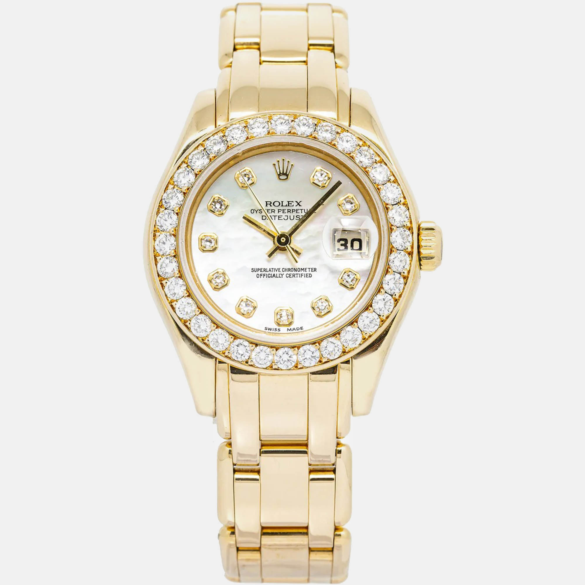 Rolex Pearlmaster Datejust 69298 Automatic 18K Yellow Gold Women's Wristwatch 29 mm, Silver
Rolex Pearlmaster Datejust 69298 Automatic 18K Yellow Gold Women's Wristwatch 29 mm, Silver