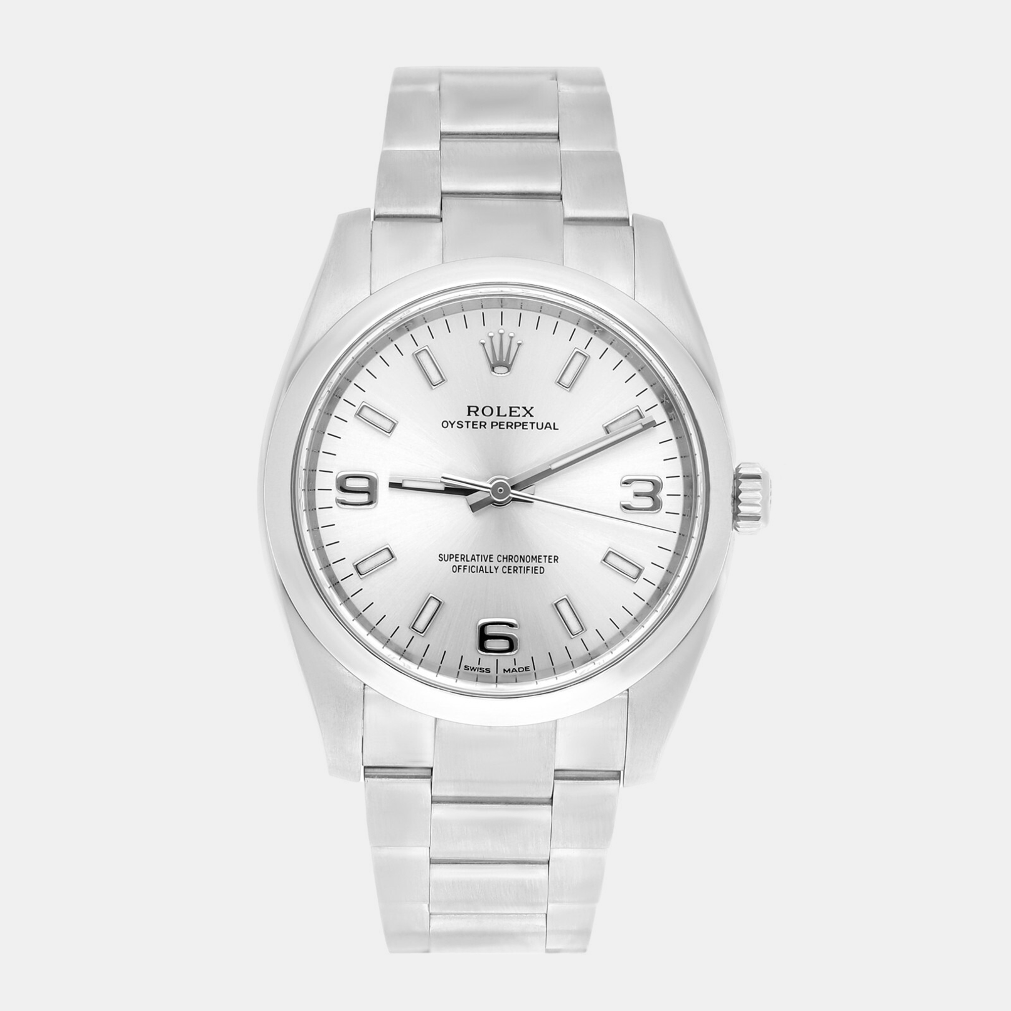 Rolex Oyster Perpetual 114200 Automatic Silver Stainless Steel Women's Wristwatch 34 mm
Rolex Oyster Perpetual 114200 Automatic Silver Stainless Steel Women's Wristwatch 34 mm