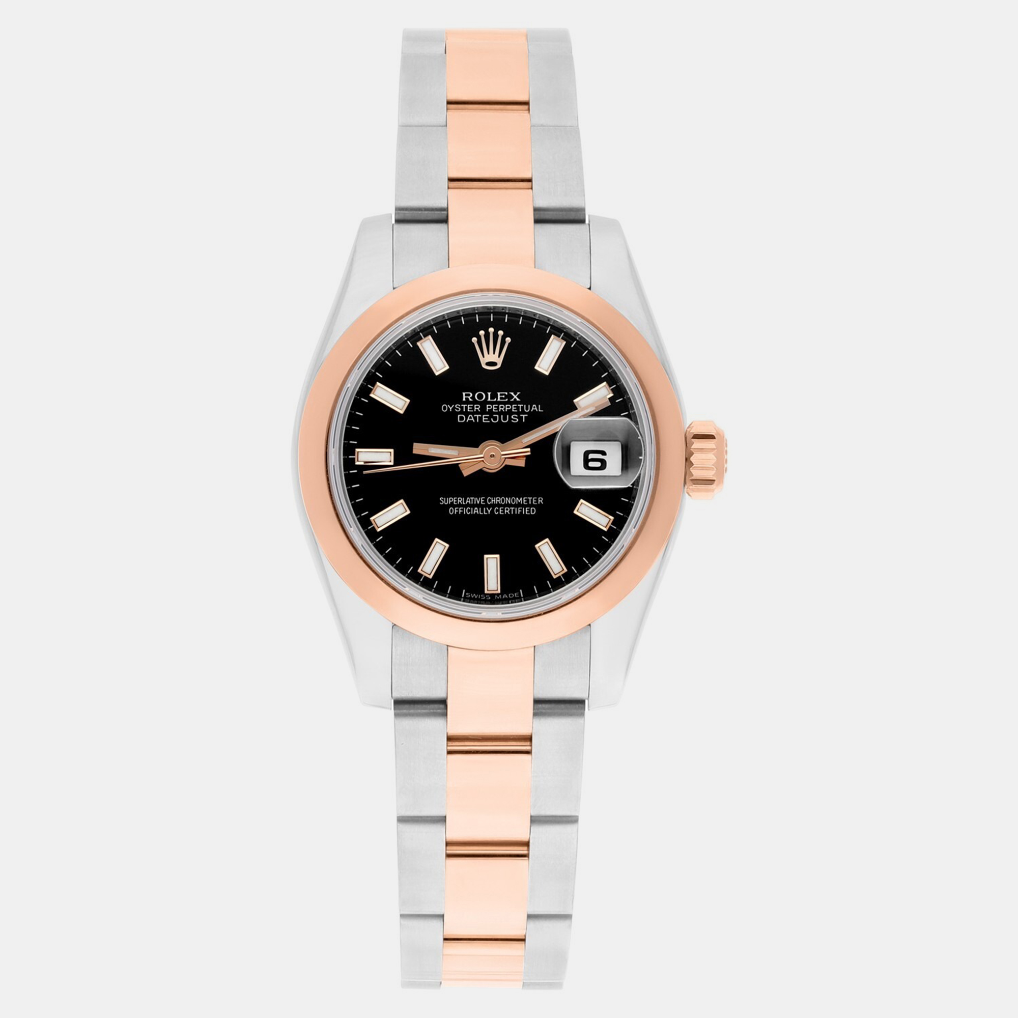 Rolex Datejust 179161 Automatic Stainless Steel 18K Rose Gold Women's Wristwatch 26 mm, Black
Rolex Datejust 179161 Automatic Stainless Steel 18K Rose Gold Women's Wristwatch 26 mm, Black