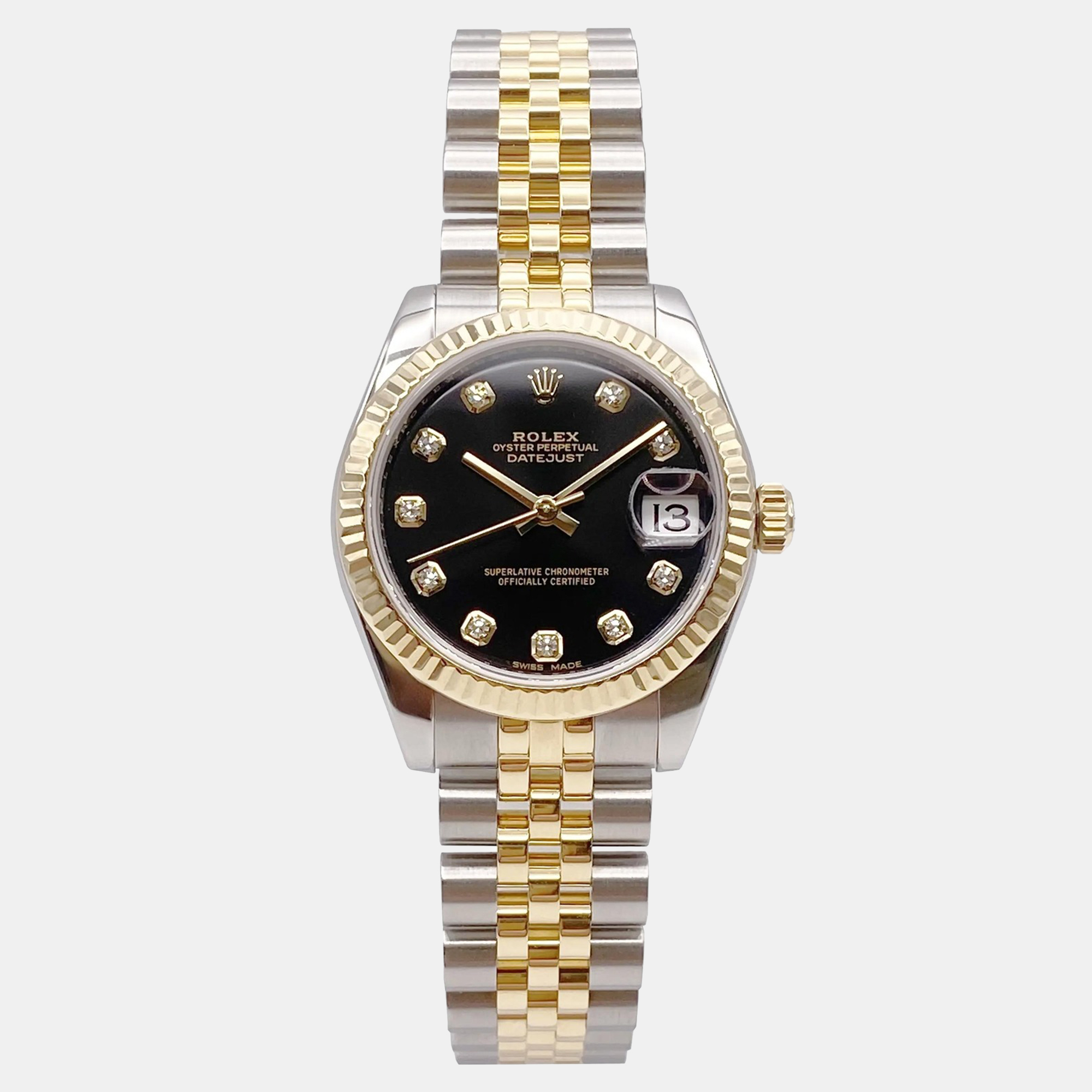 Rolex Datejust 178273 Automatic Black Dial Stainless Steel 18k Yellow Gold Diamond Women's Wristwatch
Rolex Datejust 178273 Automatic Black Dial Stainless Steel 18k Yellow Gold Diamond Women's Wristwatch