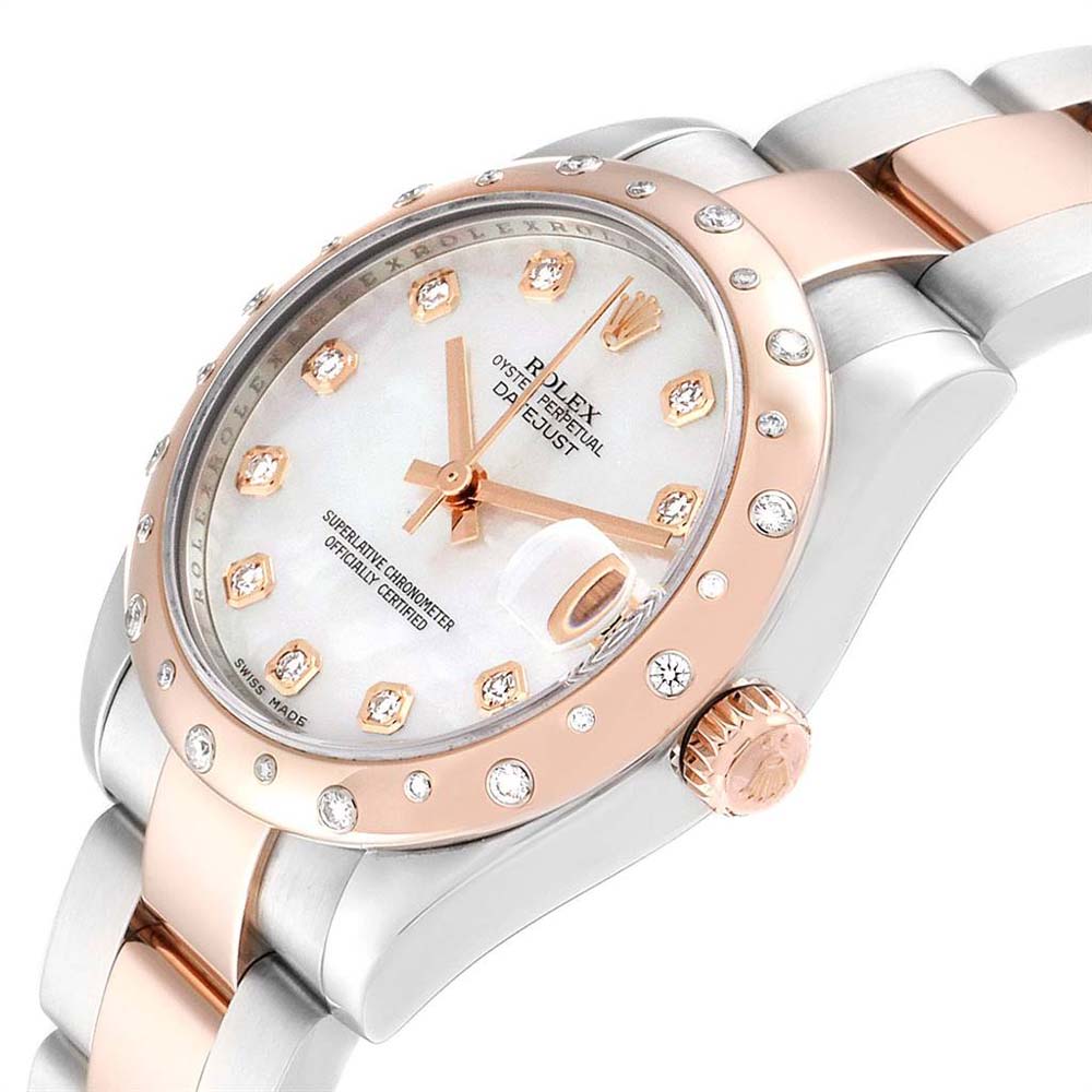 Rolex MOP Diamonds 18K Rose Gold And Stainless Steel Datejust 178341 Women's Wristwatch 31 MM