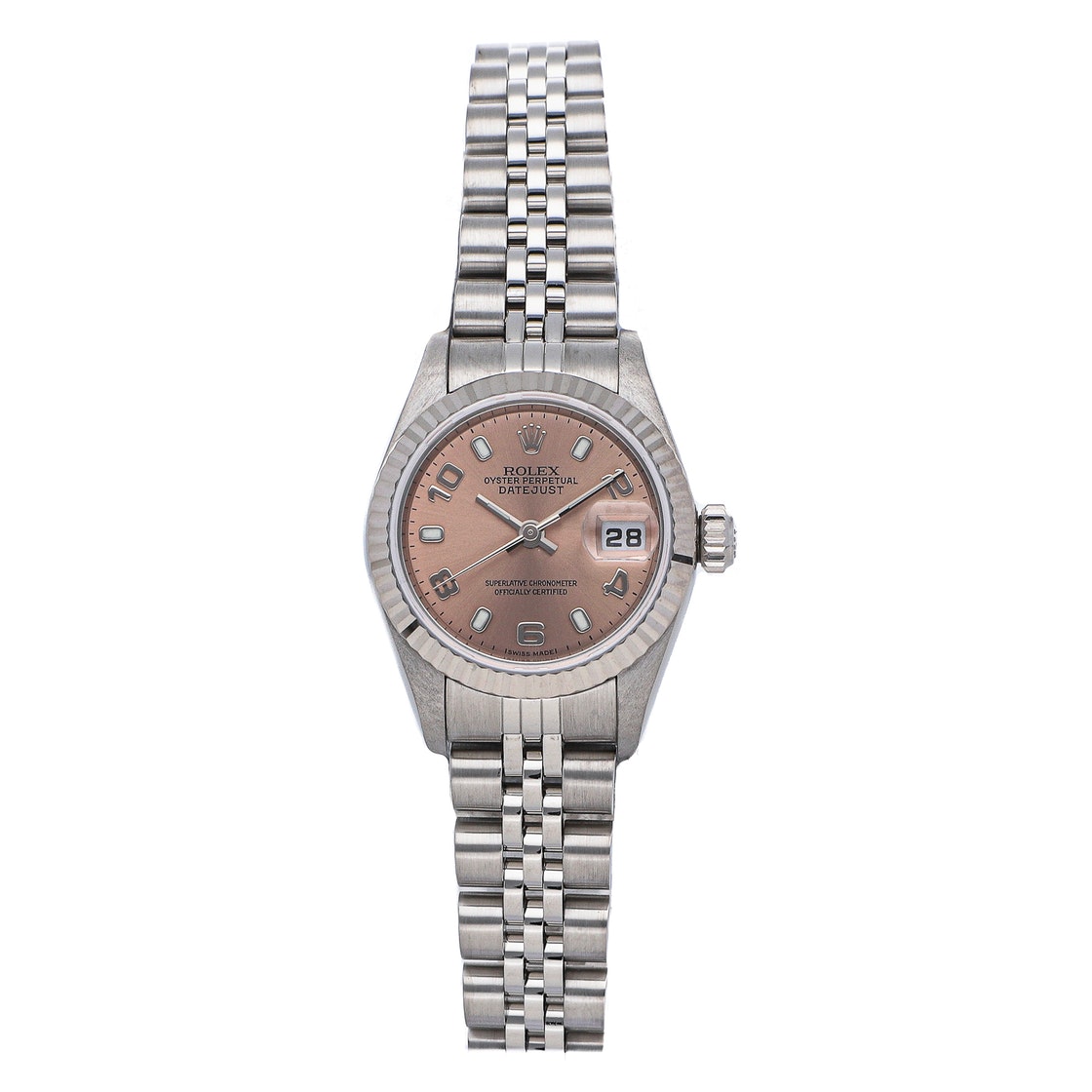 Rolex Pink 18K White Gold And Stainless Steel Datejust 79174 Women's Wristwatch 26 MM