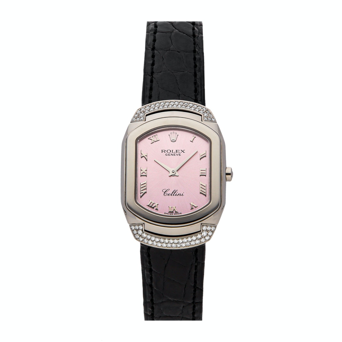 Rolex Pink Diamonds 18K White Gold Cellisima 6692/9 Women's Wristwatch 25 MM