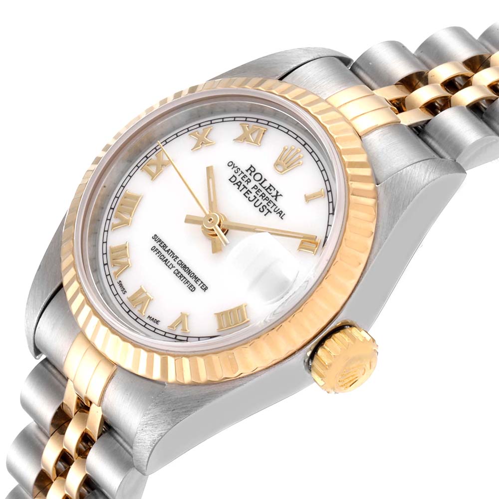 Rolex White 18K Yellow Gold And Stainless Steel Datejust 79173 Women's Wristwatch 26 MM
Rolex White 18K Yellow Gold And Stainless Steel Datejust 79173 Women's Wristwatch 26 MM