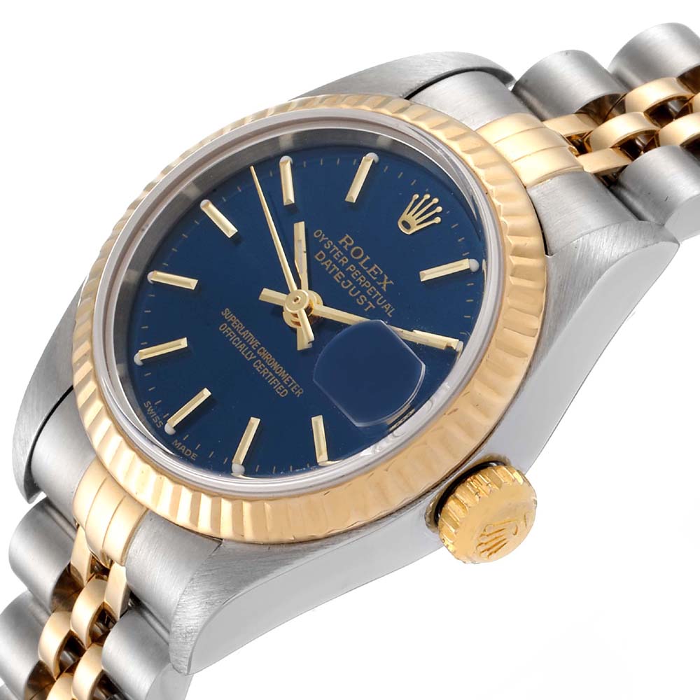 Rolex Blue 18K Yellow Gold And Stainless Steel Datejust 79173 Women's Wristwatch 26 MM
Rolex Blue 18K Yellow Gold And Stainless Steel Datejust 79173 Women's Wristwatch 26 MM